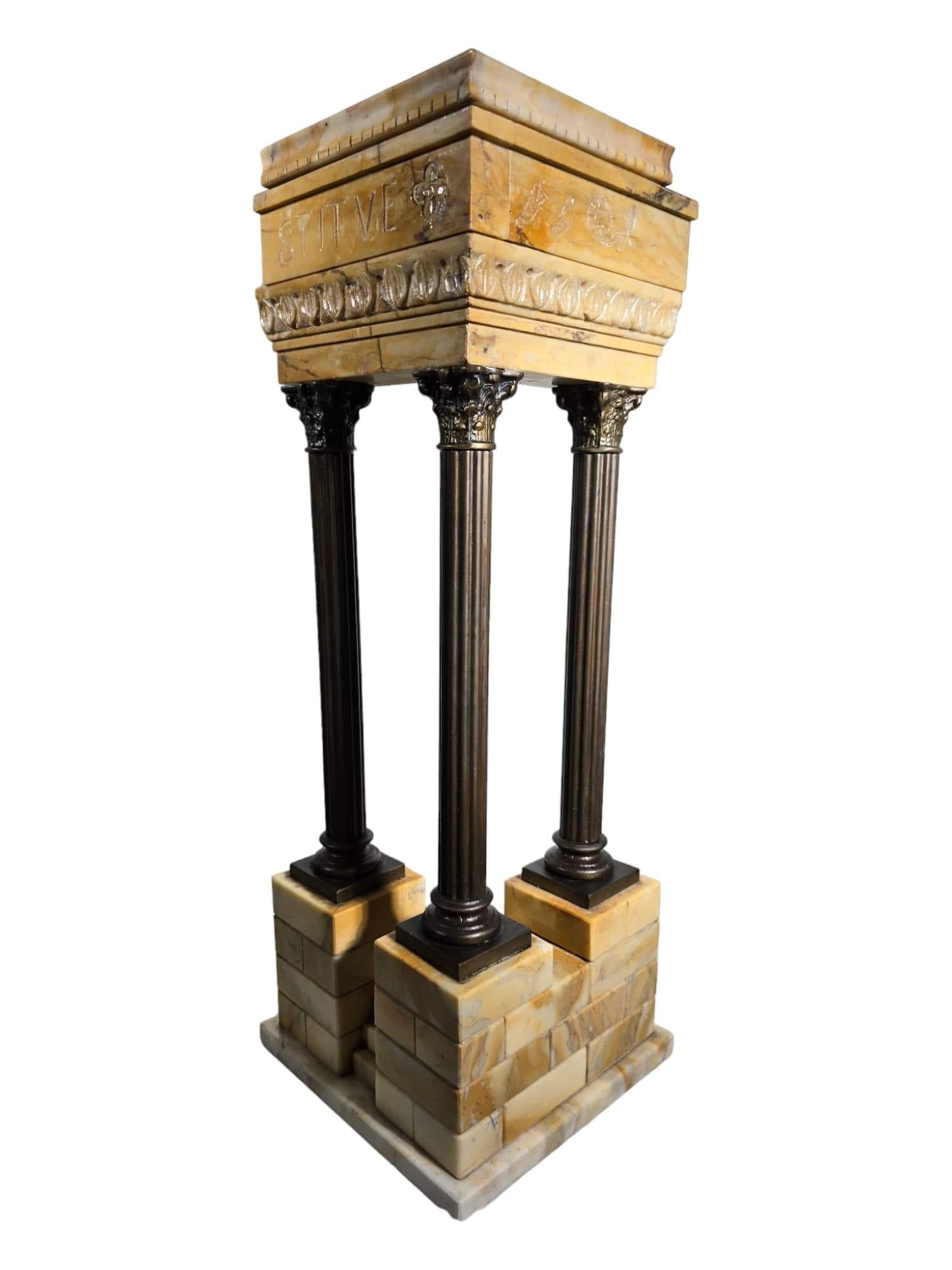 Early 20th Century Grand Tour Model of the Temple of Vespasian in Giallo Antico Marble For Sale