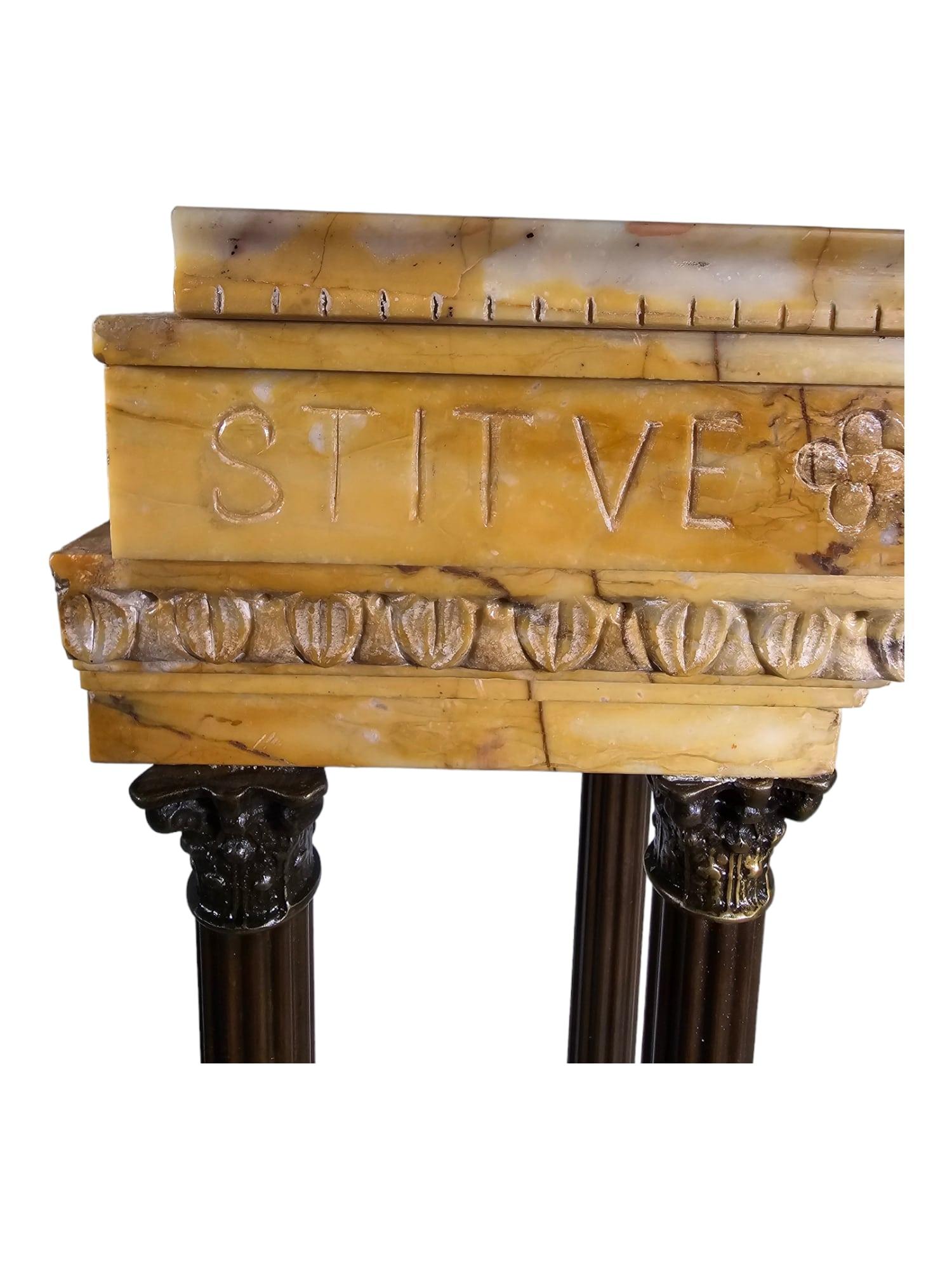 Grand Tour Model of the Temple of Vespasian in Giallo Antico Marble For Sale 1
