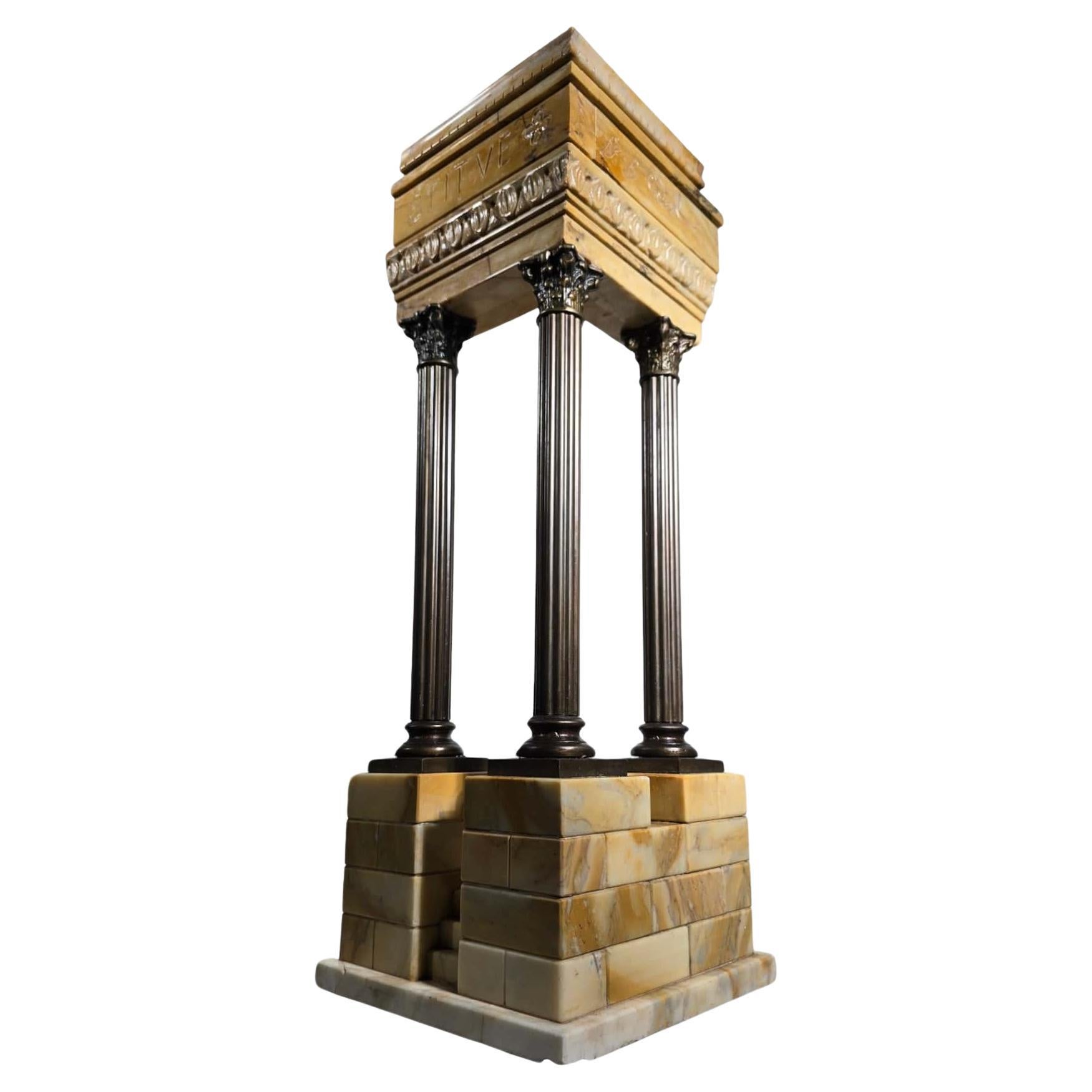 Grand Tour Model of the Temple of Vespasian in Giallo Antico Marble For Sale