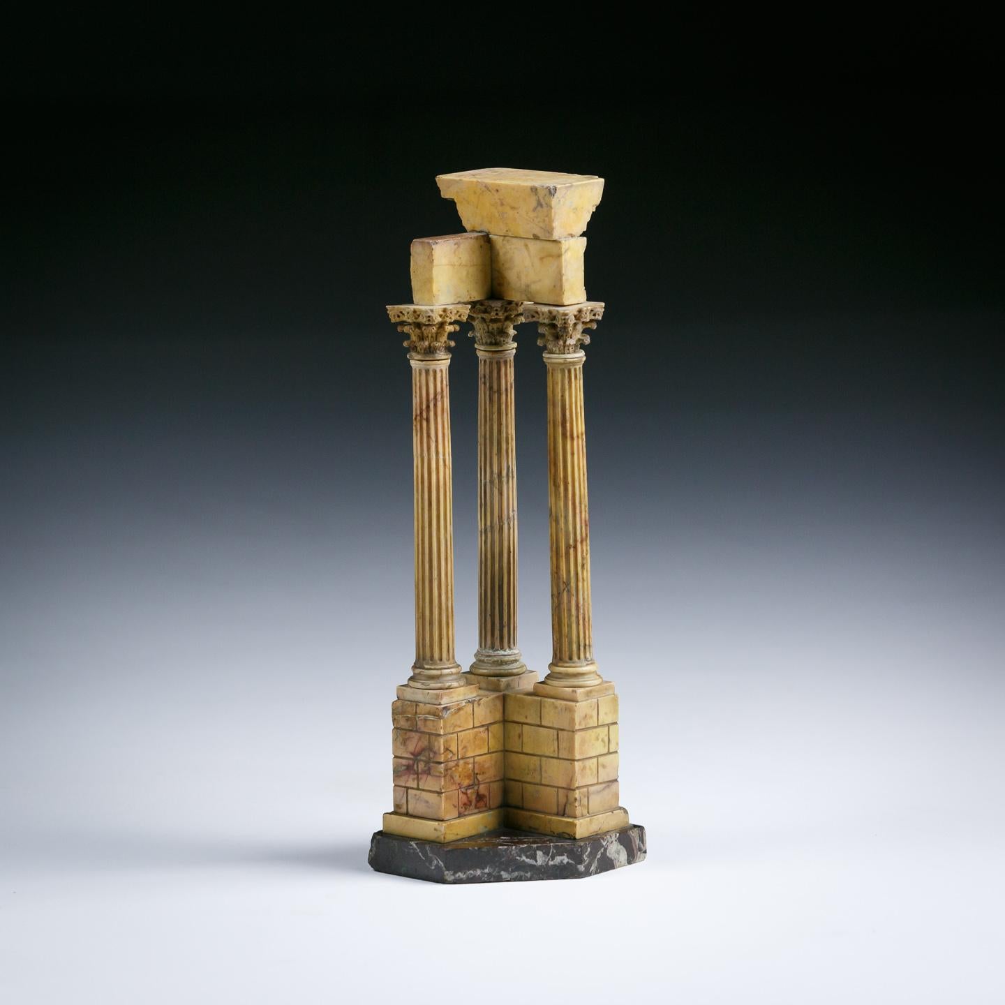 Grand Tour Model of Tour Model of The Temple of Vespasian in Giallo Antico Marbl In Fair Condition In Pease pottage, West Sussex