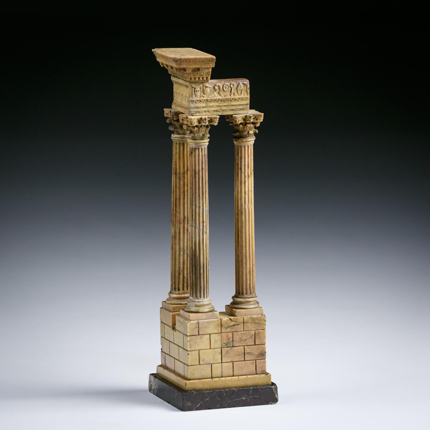 19th Century Grand Tour Model of Tour Model of The Temple of Vespasian in Giallo Antico Marbl For Sale