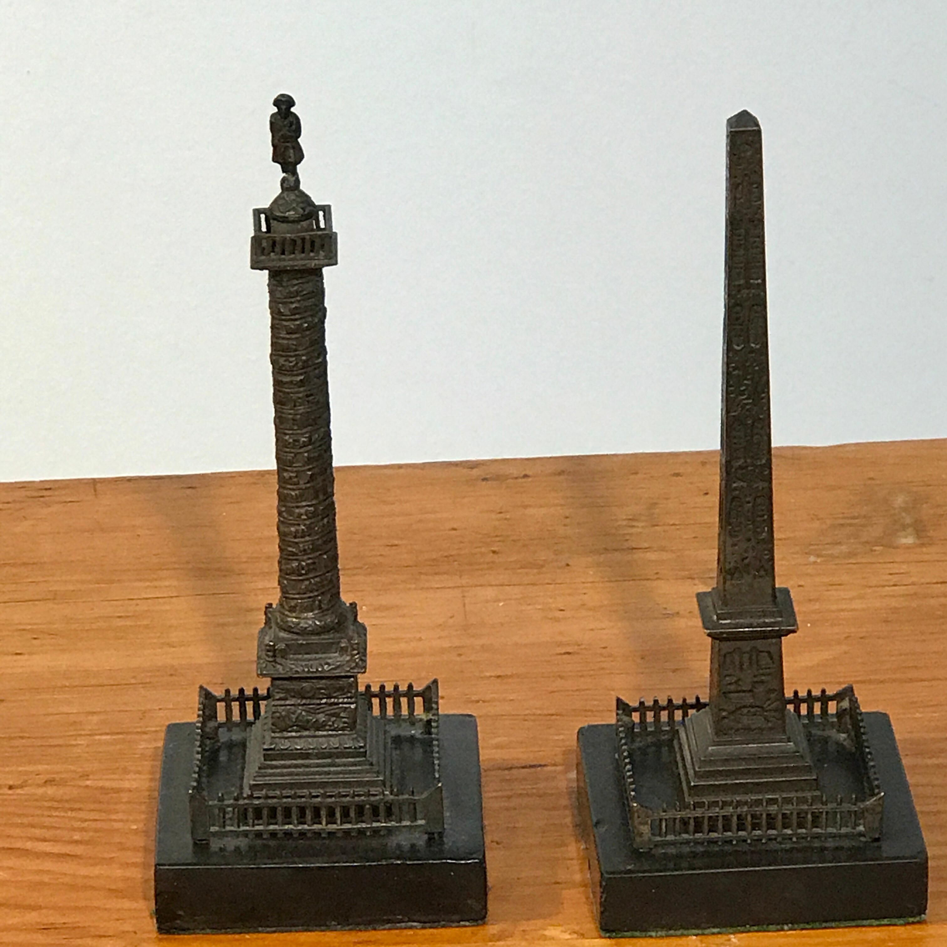Patinated Grand Tour Models of Trajan's Column & Cleopatra's Needle, a Pair