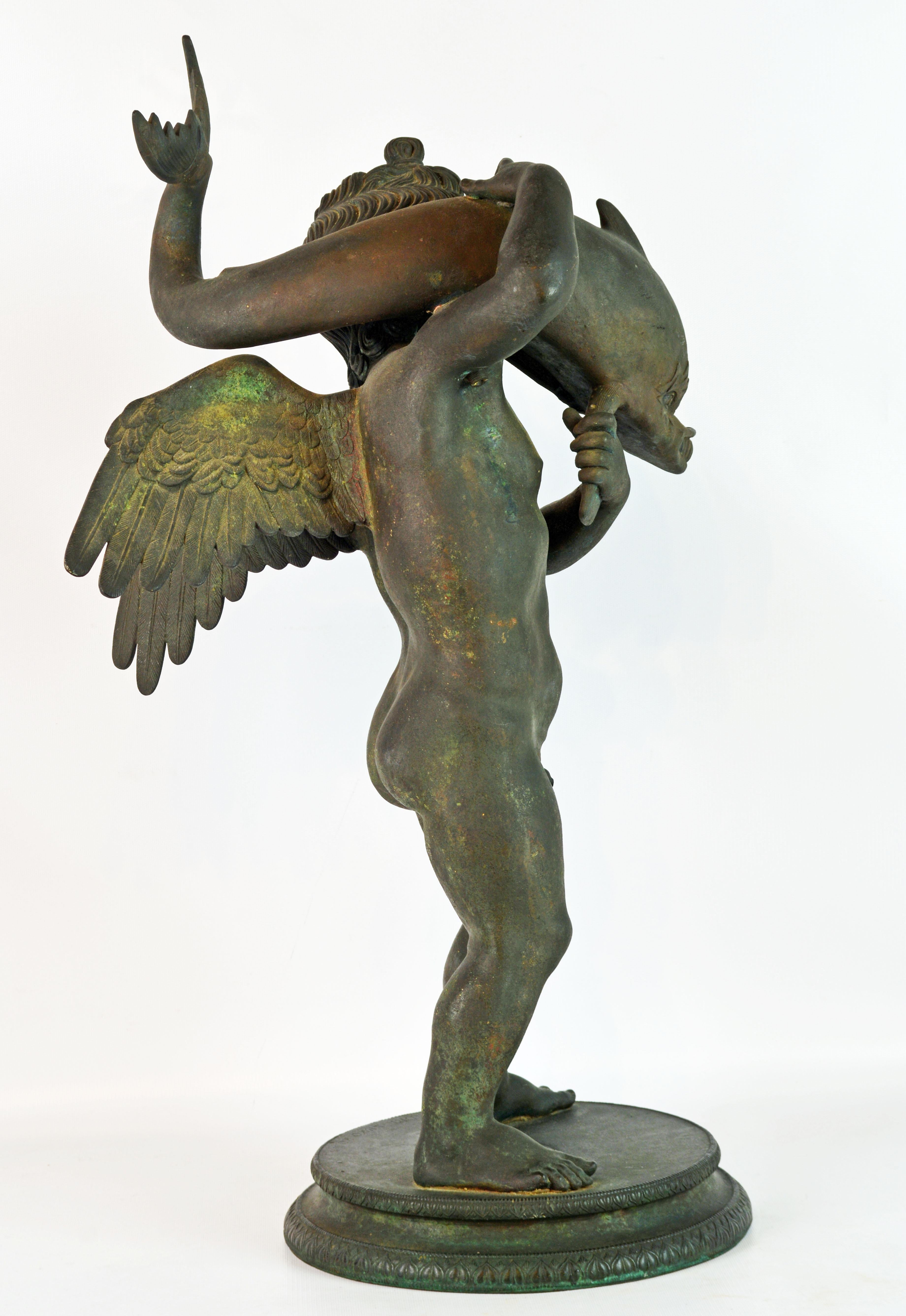 Italian Grand Tour Neapolitan Bronze Fountainhead of the 'Amore Con Delfino'