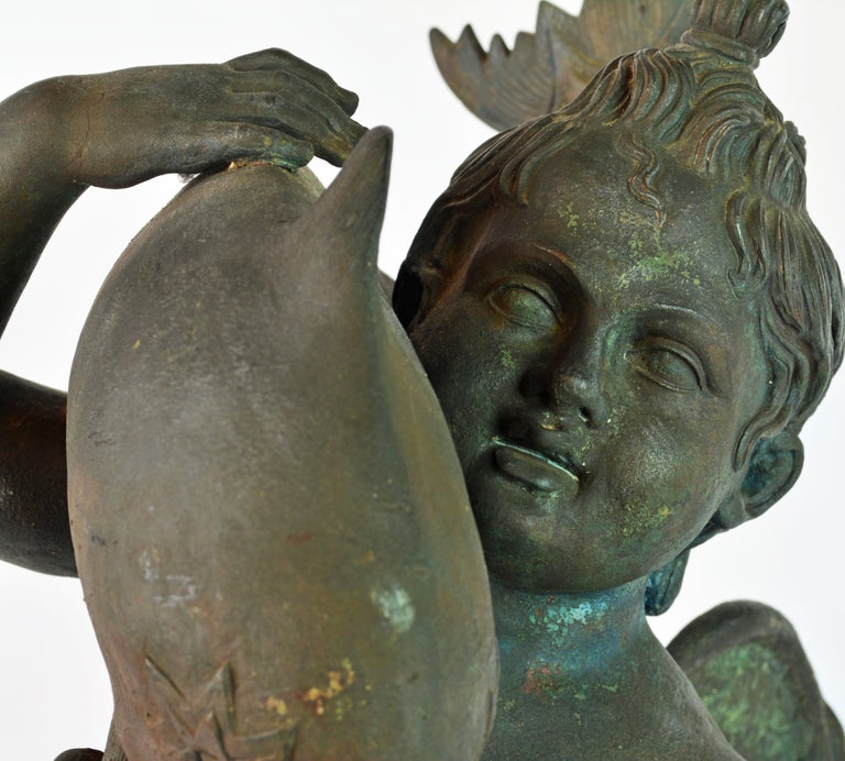 19th Century Grand Tour Neapolitan Bronze Fountainhead of the 'Amore Con Delfino'