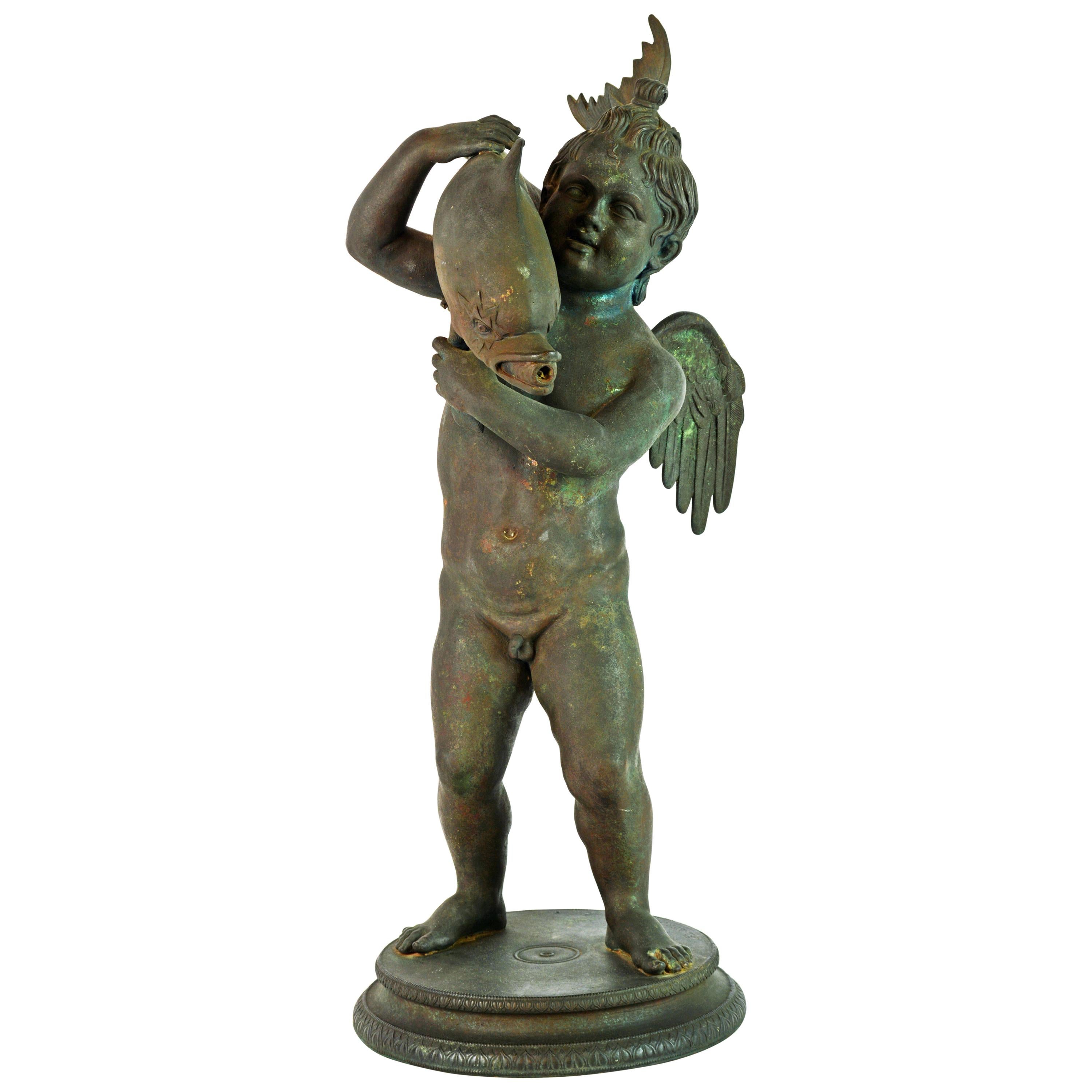 Grand Tour Neapolitan Bronze Fountainhead of the 'Amore Con Delfino'