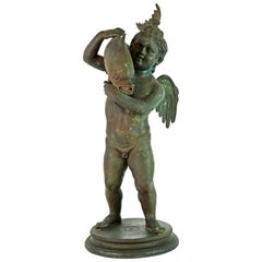 Antique Grand Tour Neapolitan Bronze Fountainhead of the 'Amore Con Delfino'