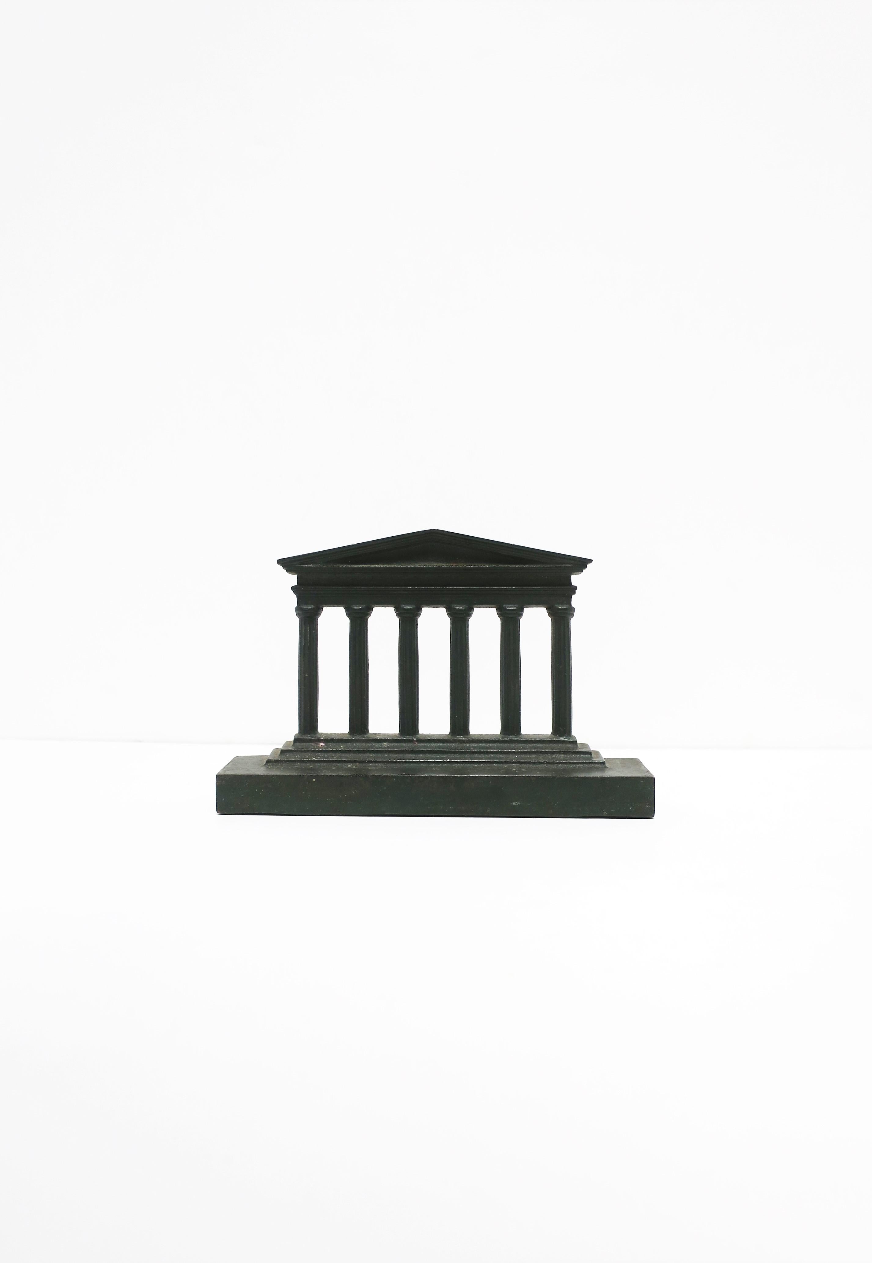 A substantial grand tour neoclassical Pantheon building facade style with column architecture bookend, circa early 20th century. Dimensions: 1.63