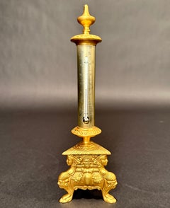 Grand Tour Neoclassical Gilt And Silvered Bronze Thermometer