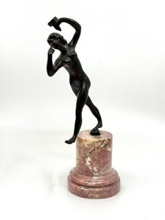 Grand Tour Neoclassical Minauture Bronze Mounted on Beautiful Rouge Marble Base