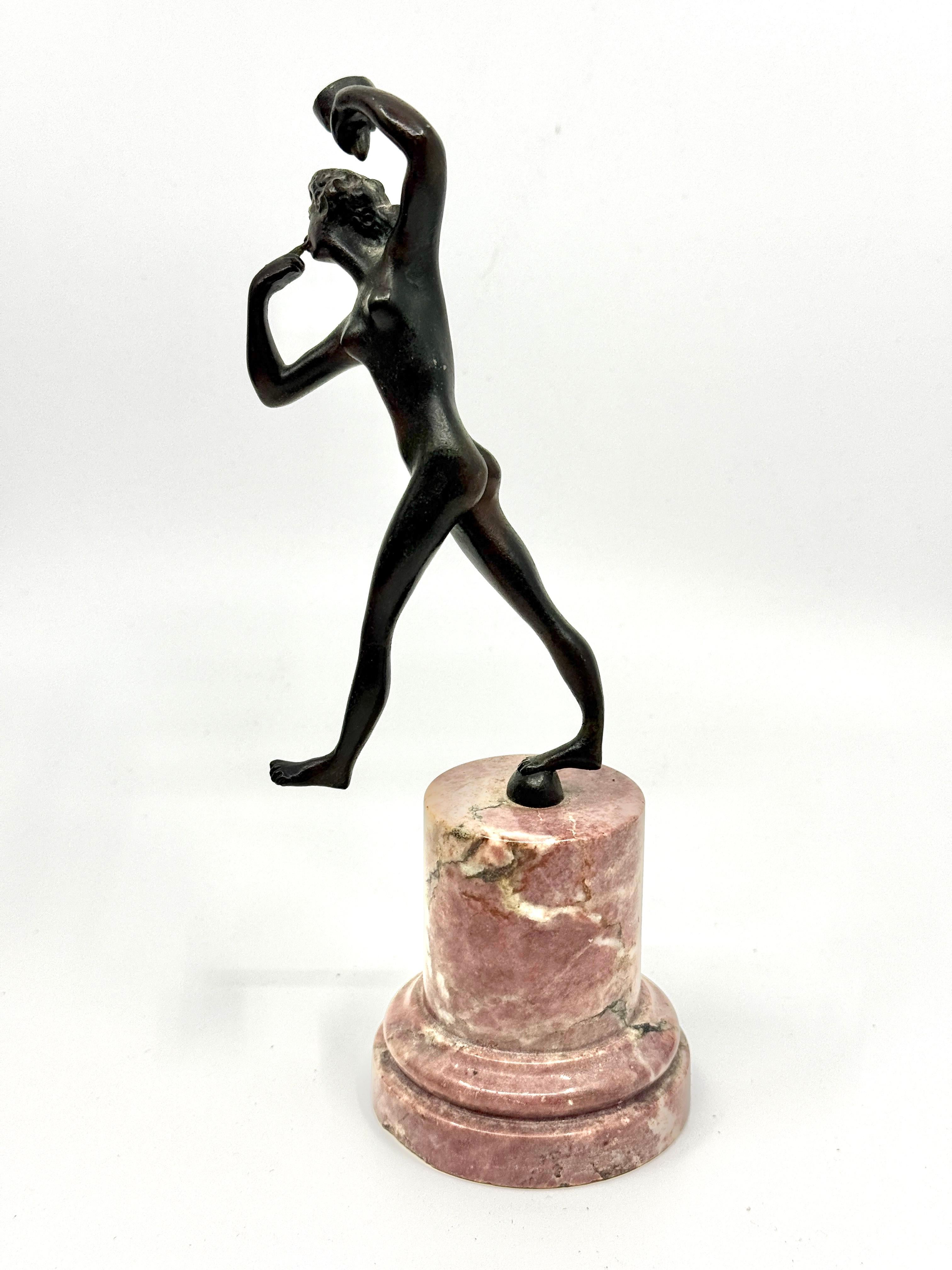 Italian Grand Tour Neoclassical Minauture Bronze Mounted on Beautiful Rouge Marble Base For Sale