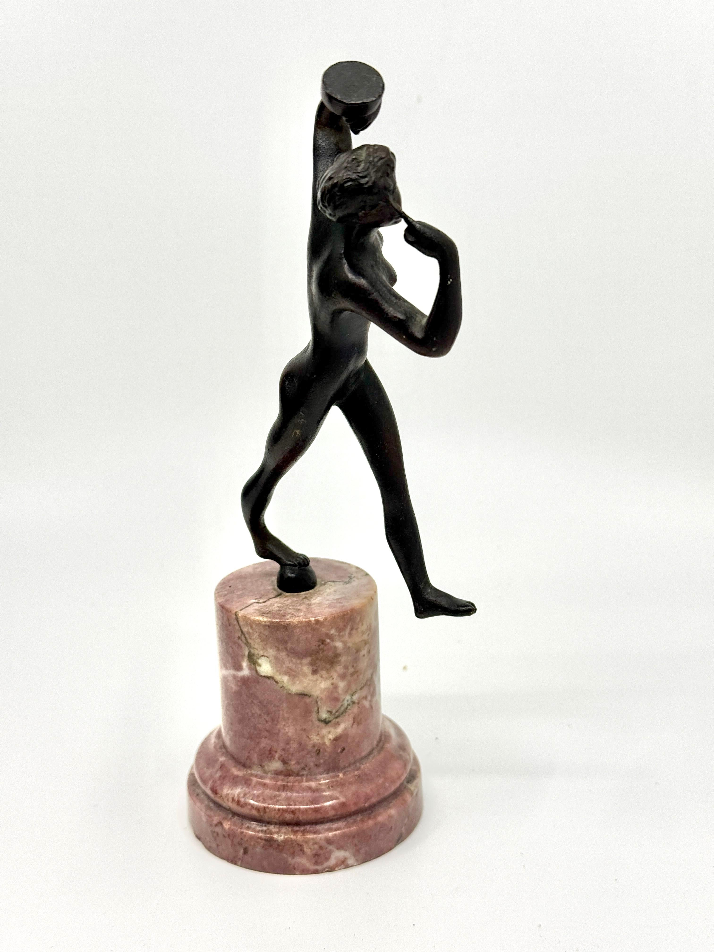 Grand Tour Neoclassical Minauture Bronze Mounted on Beautiful Rouge Marble Base In Good Condition For Sale In Palm Springs, CA