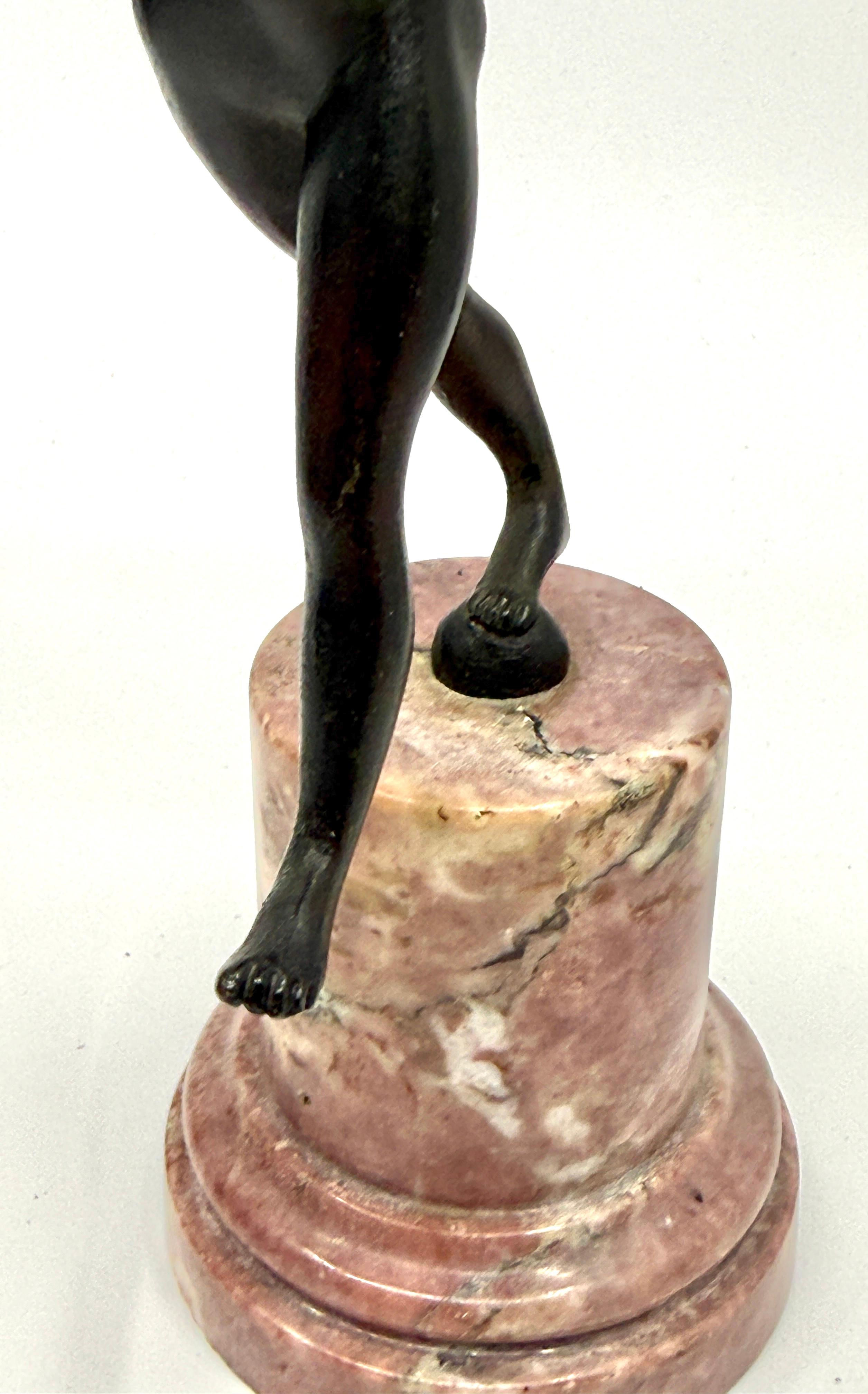 Grand Tour Neoclassical Minauture Bronze Mounted on Beautiful Rouge Marble Base For Sale 1