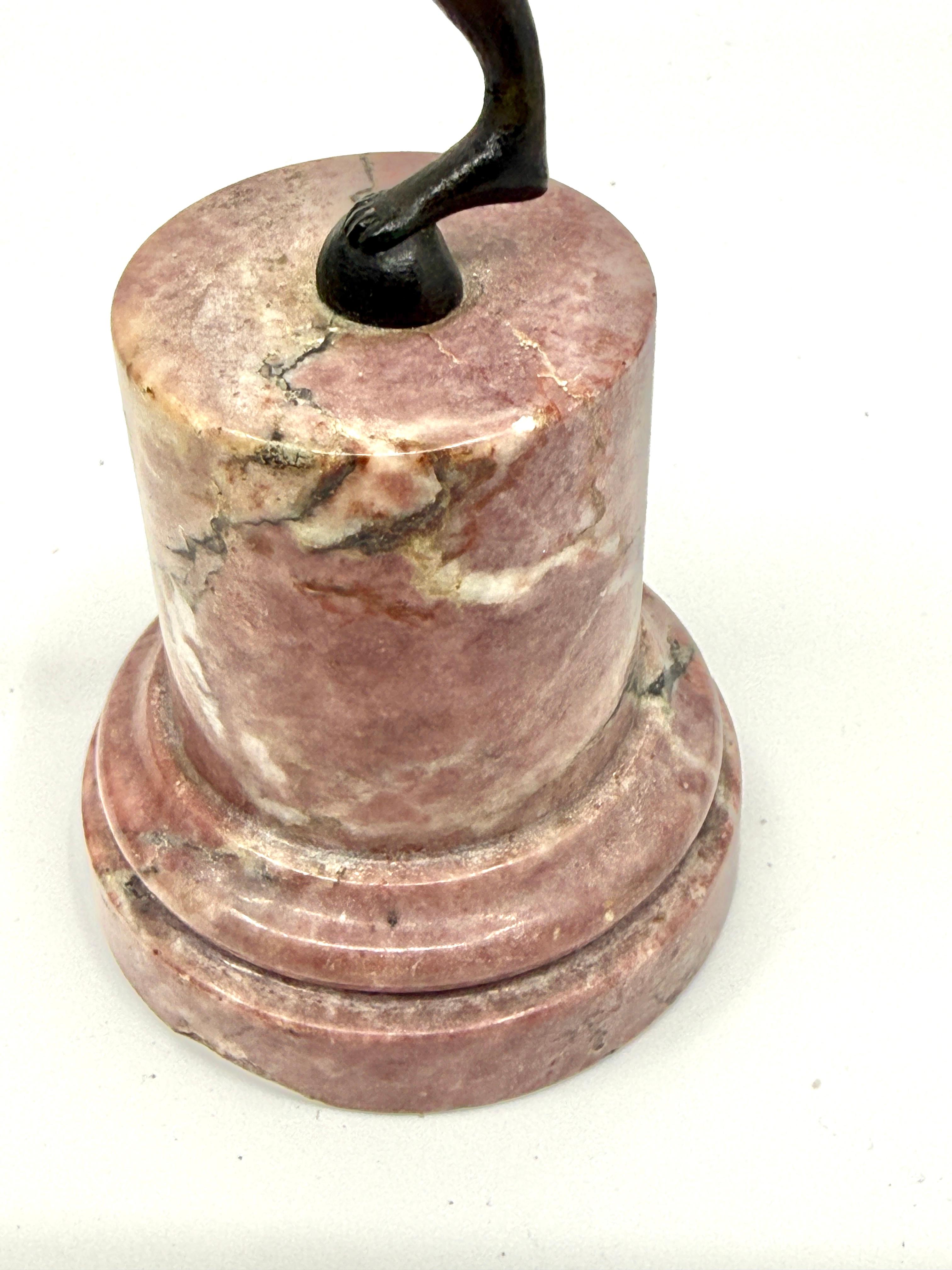 Grand Tour Neoclassical Minauture Bronze Mounted on Beautiful Rouge Marble Base For Sale 2