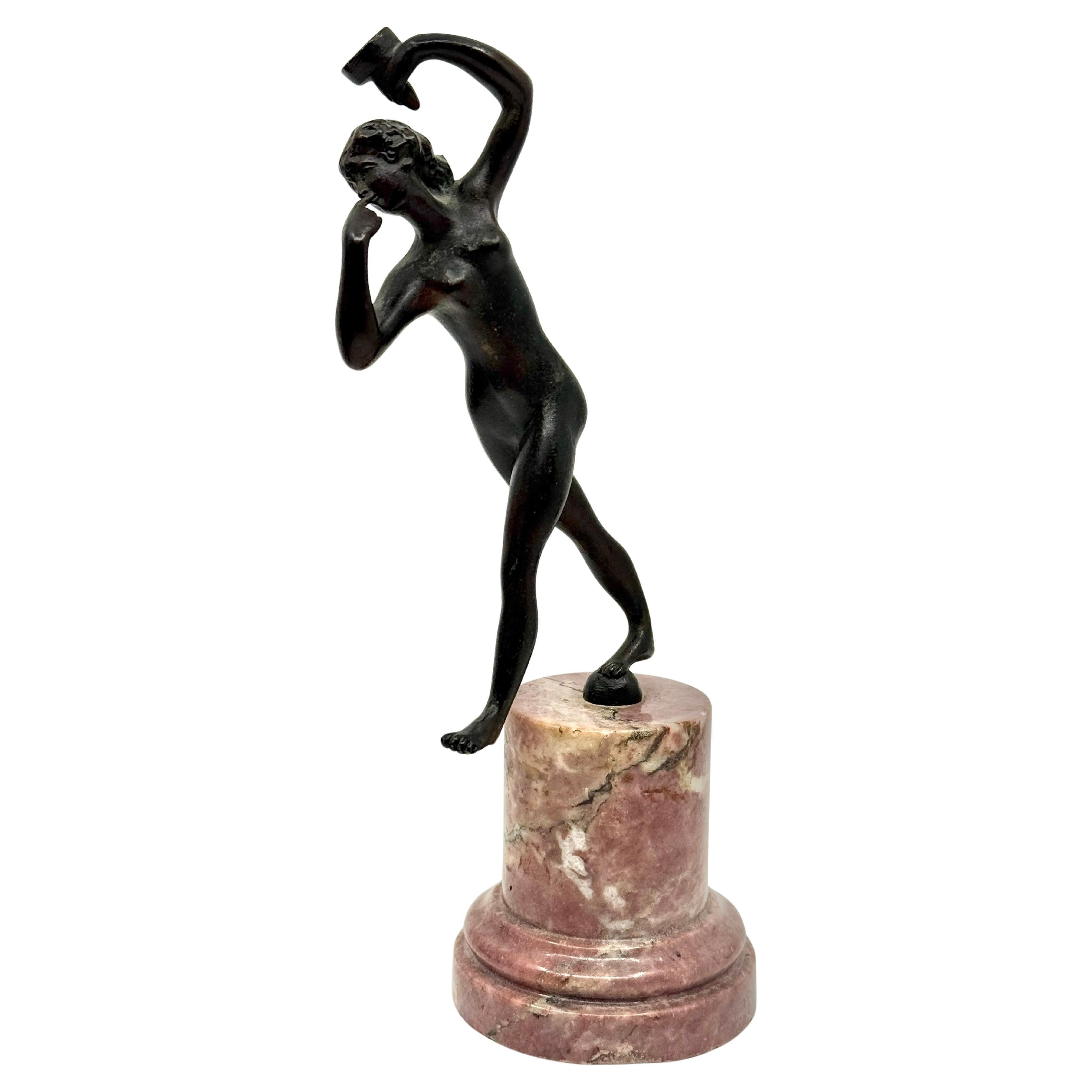 Grand Tour Neoclassical Minauture Bronze Mounted on Beautiful Rouge Marble Base For Sale