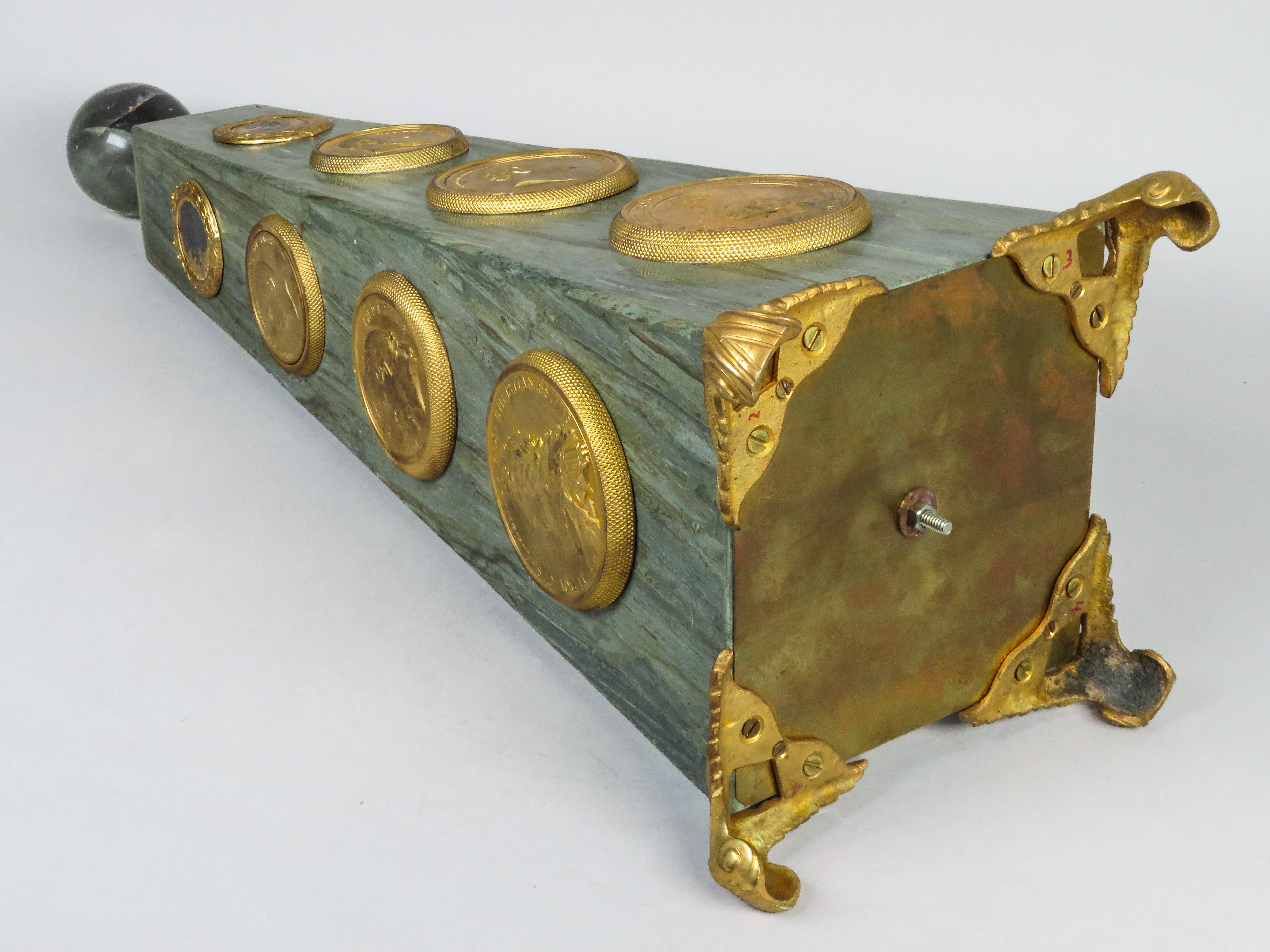 Grand Tour obelisk in marble and gilt bronze topped with a glass sphere For Sale 8