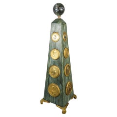 Grand Tour obelisk in marble and gilt bronze topped with a glass sphere