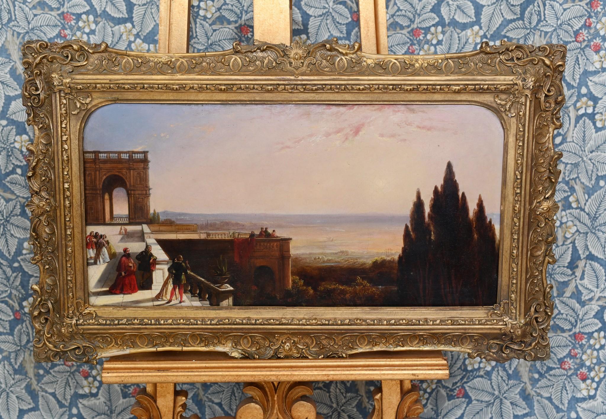 Grand Tour Oil Painting Gardens of the Villa Tuscan Landscape 1820 6