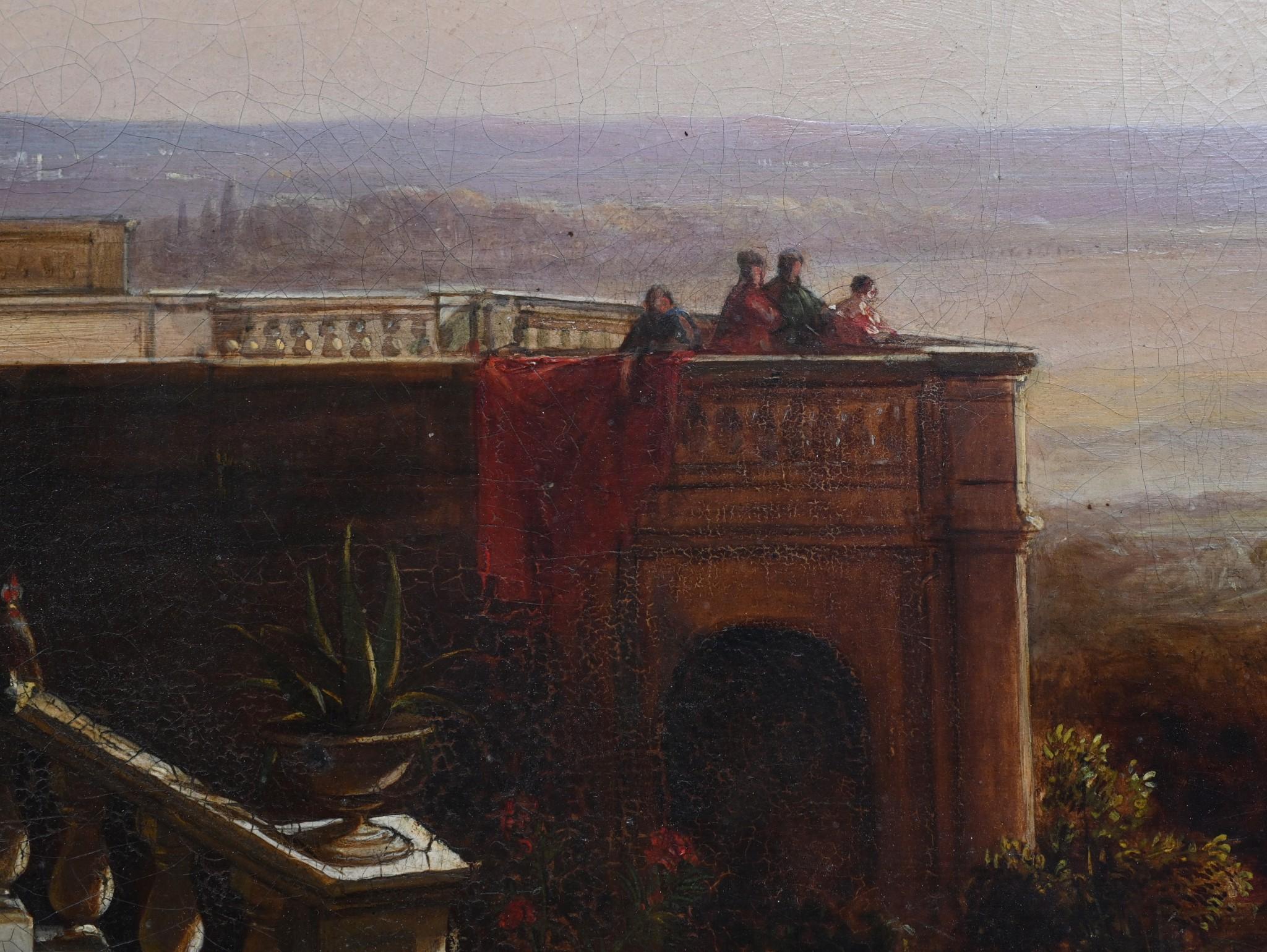 Grand Tour Oil Painting Gardens of the Villa Tuscan Landscape 1820 5