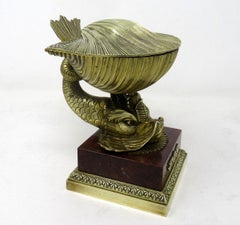 Grand Tour Ormolu Bronze Rouge Marble Inkwell Regency Manner Thomas Messenger