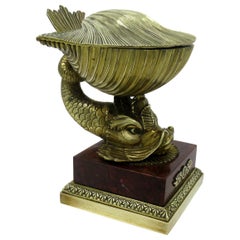 Grand Tour Ormolu Bronze Rouge Marble Inkwell Regency Manner Thomas Messenger