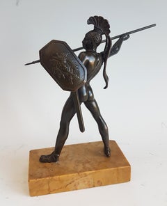 Grand Tour Pair of Bronze Gladiators on Sienna Marble Bases