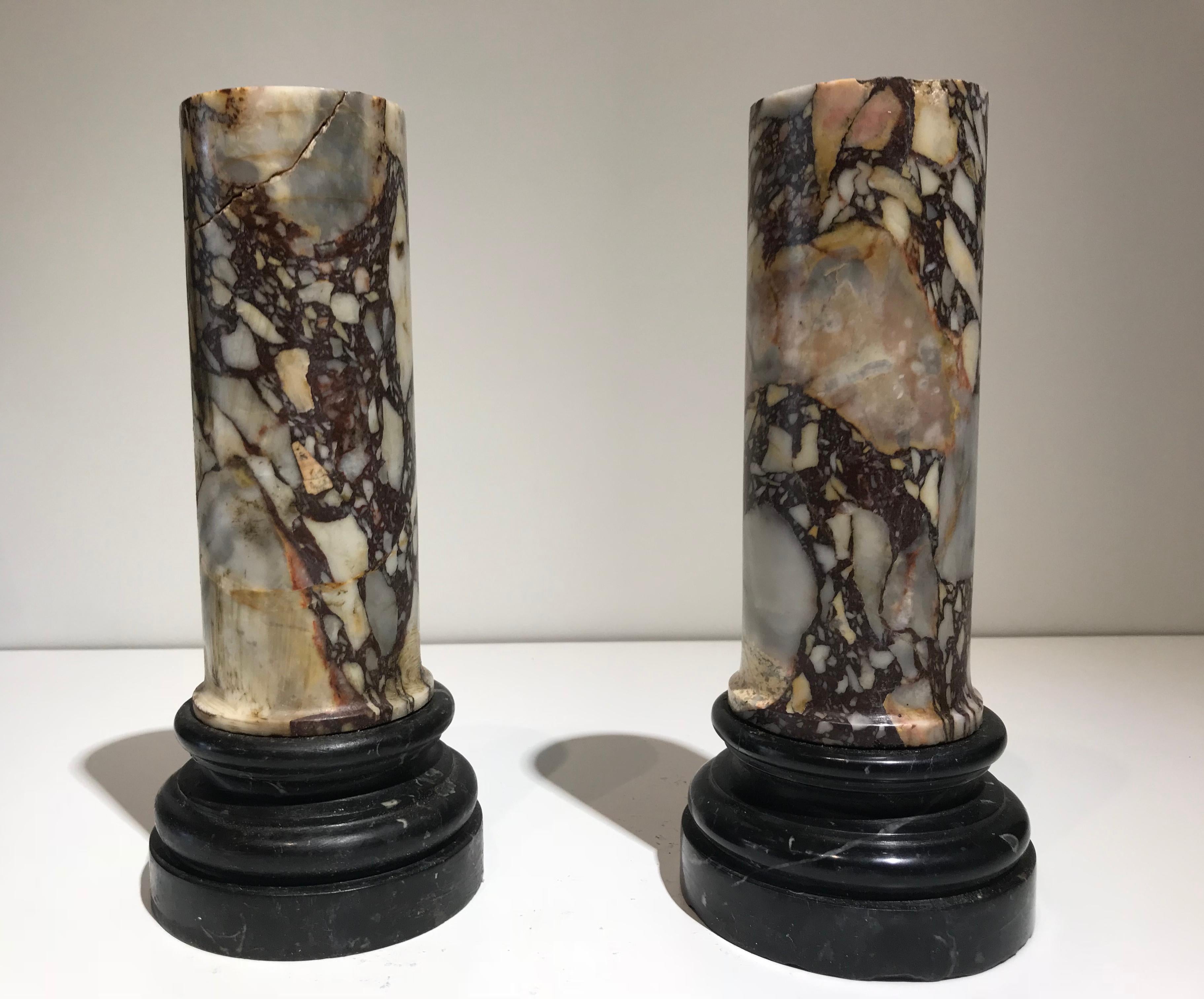 Grand Tour Pair of Pedestal Classical Roman Specimen Marble Breccia di Sciro 7