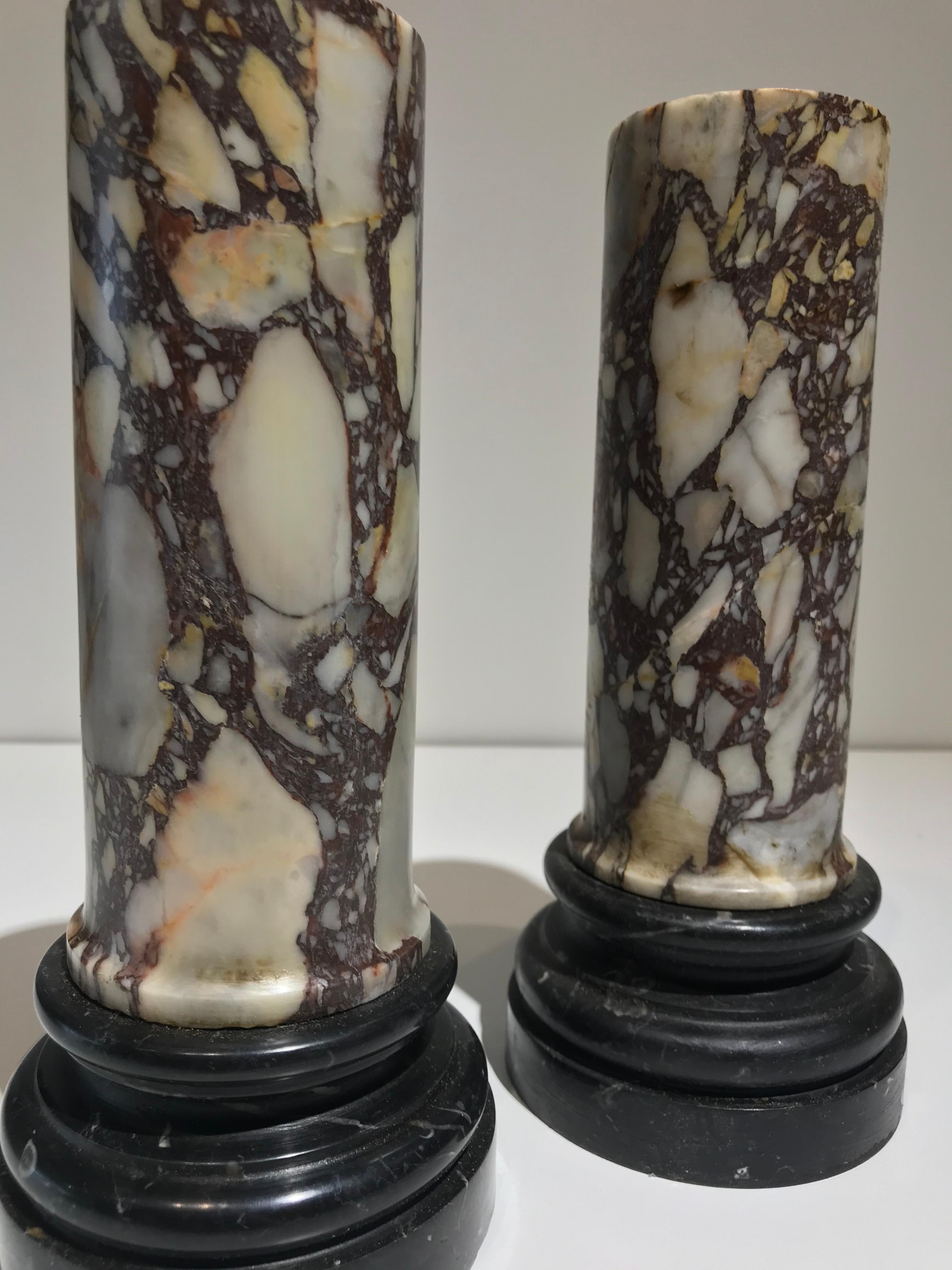 Grand Tour Pair of Pedestal Classical Roman Specimen Marble Breccia di Sciro 1