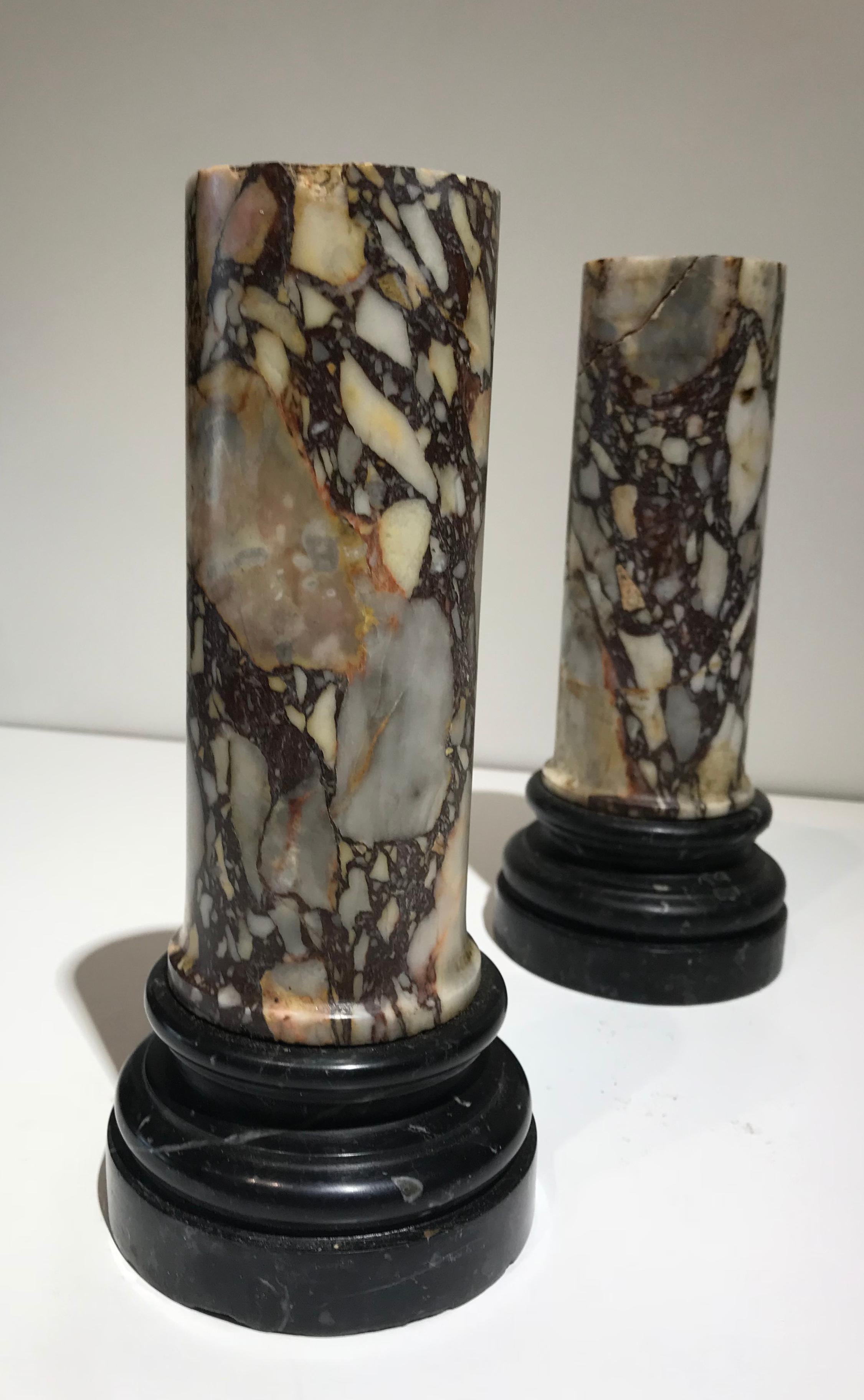 Grand Tour Pair of Pedestal Classical Roman Specimen Marble Breccia di Sciro 3