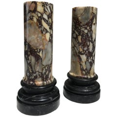 Grand Tour Pair of Pedestal Classical Roman Specimen Marble Breccia di Sciro