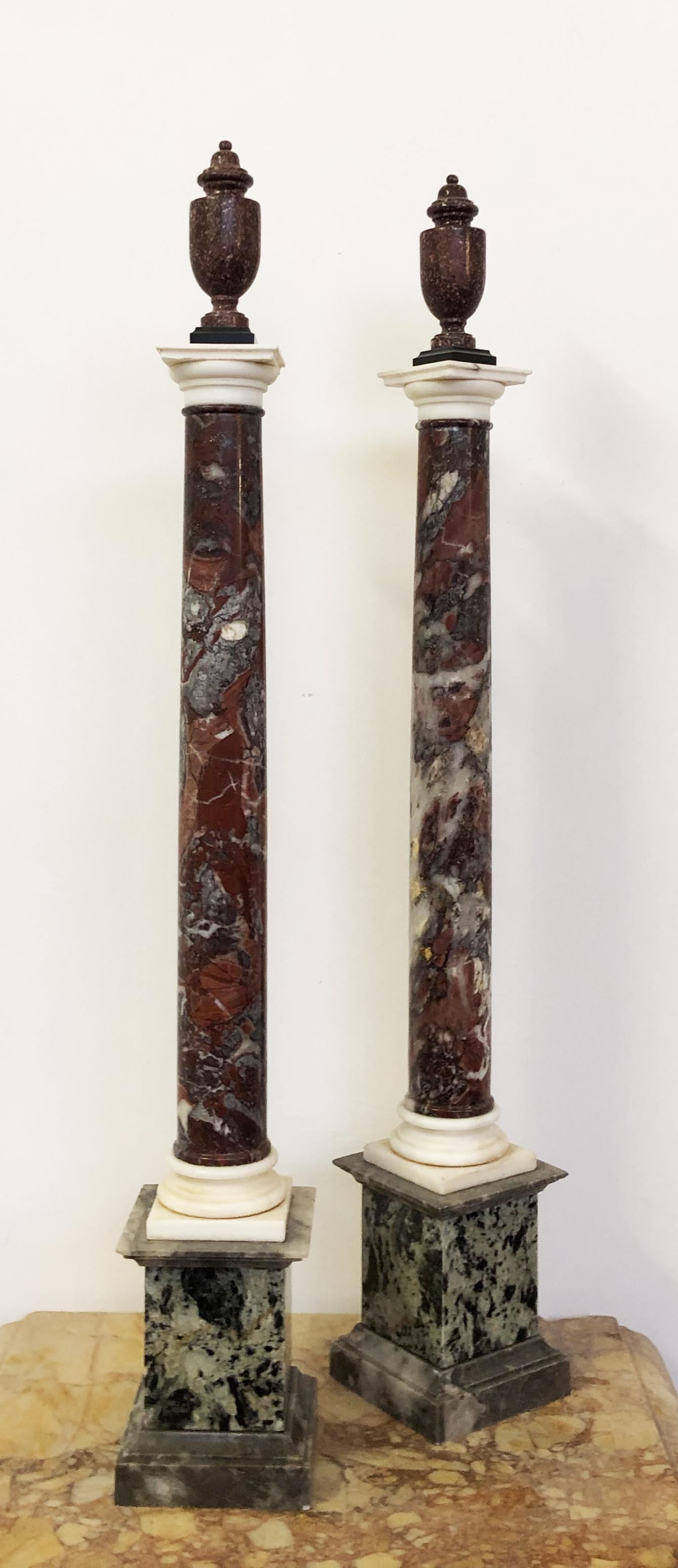 Italian Grand Tour Pair of Rare and Precious Specimen Marble Red Breccia, Porphyry Black For Sale