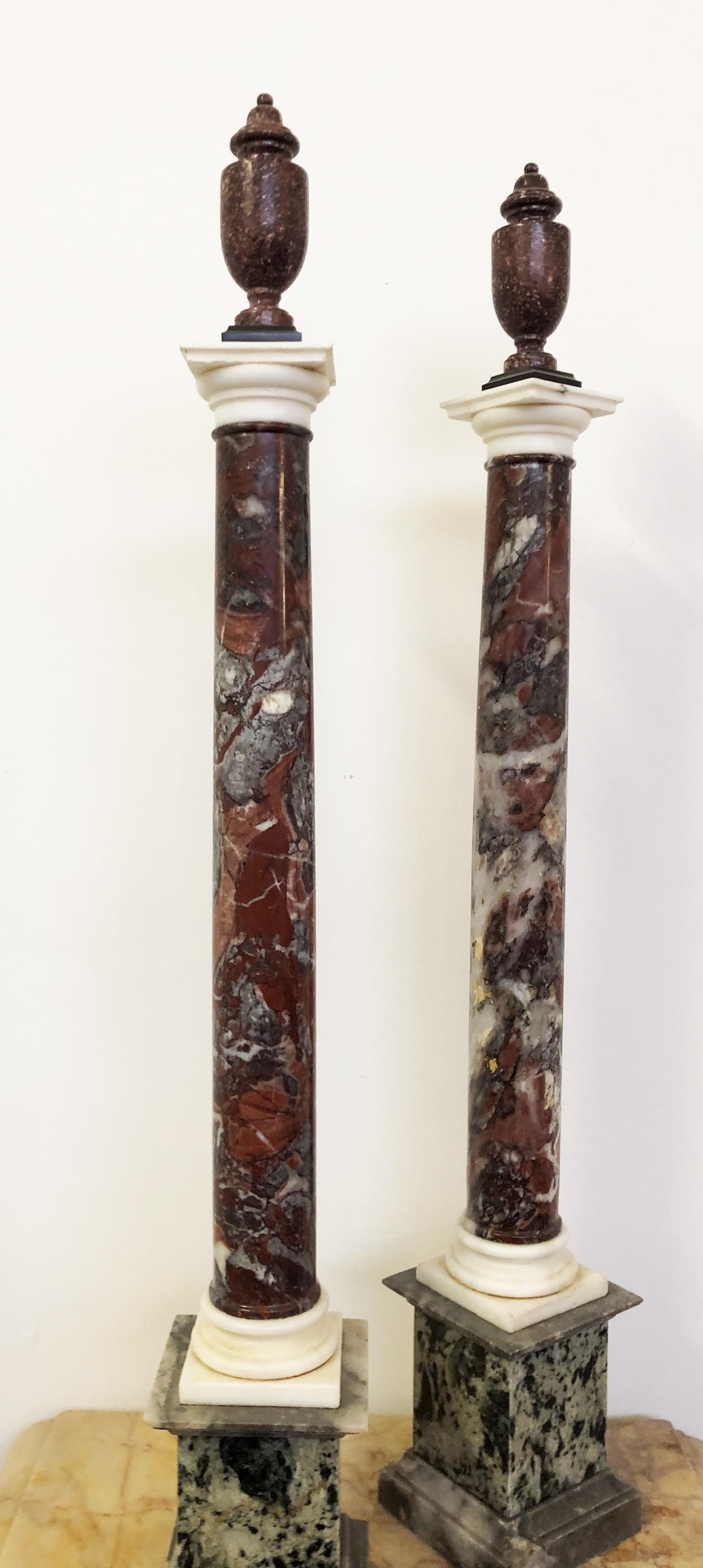 Grand Tour Pair of Rare and Precious Specimen Marble Red Breccia, Porphyry Black In Excellent Condition For Sale In Roma, IT