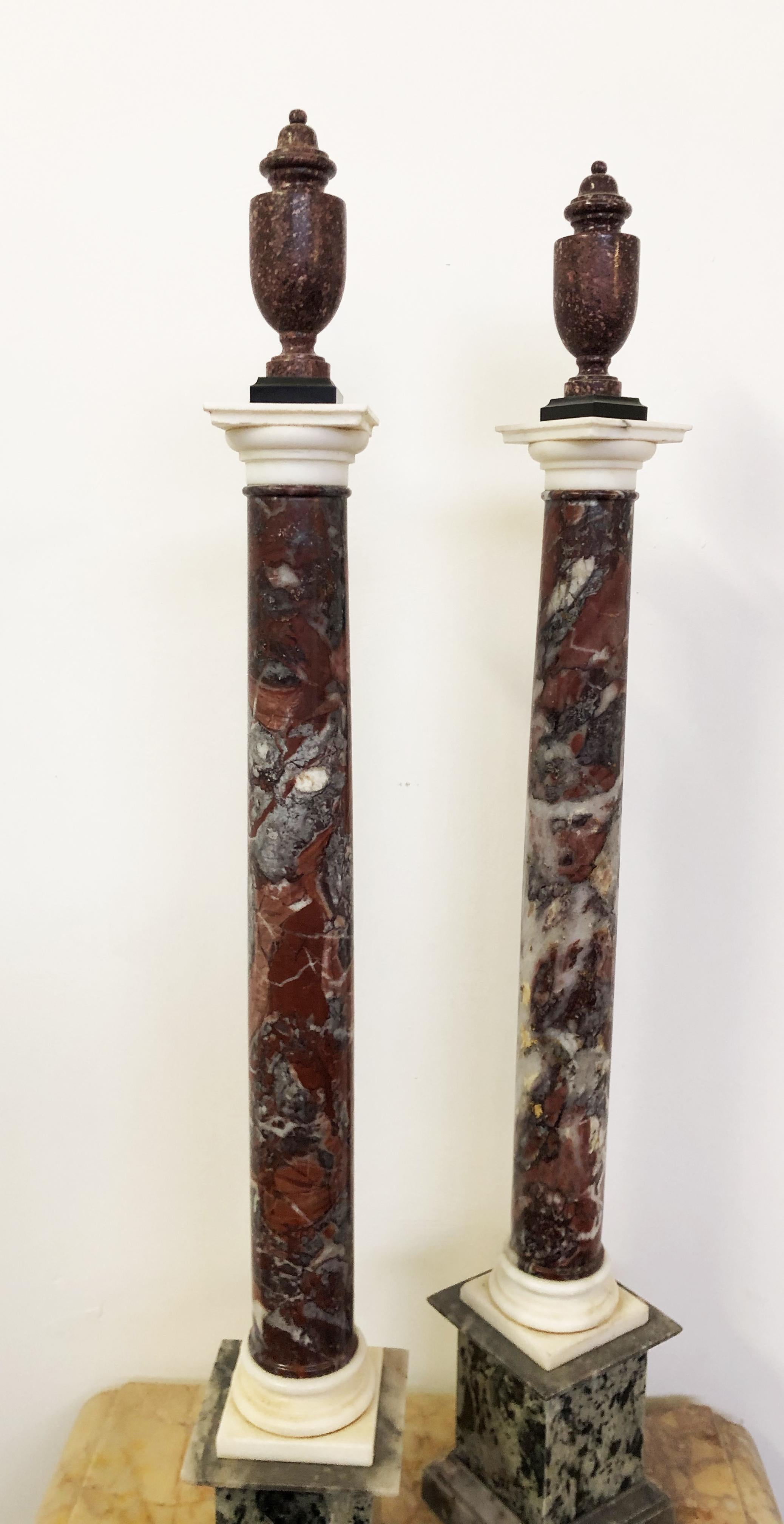 20th Century Grand Tour Pair of Rare and Precious Specimen Marble Red Breccia, Porphyry Black For Sale