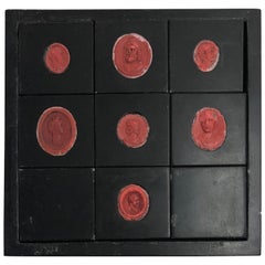 Grand Tour Paperweight Inset with 9 Tiles, 7 with Red Wax Seals of Emperors