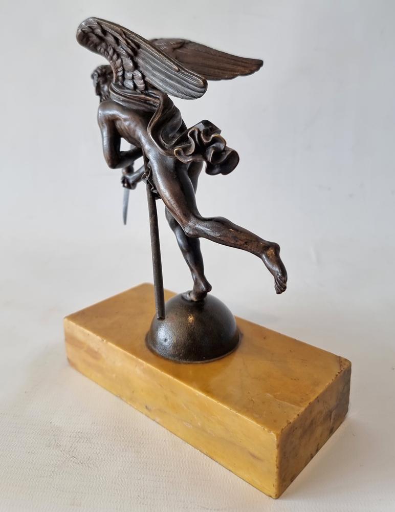 French Grand Tour Patinated Bronze Figure of Chronos Set on a Sienna Marble Base