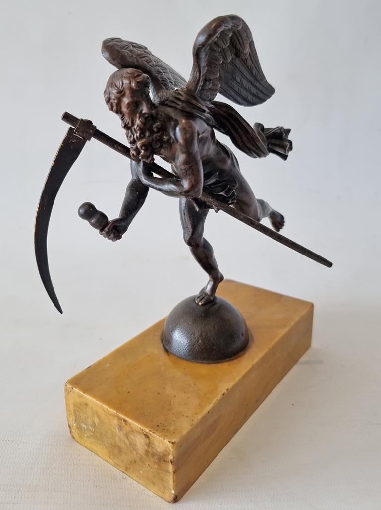 Grand Tour Patinated Bronze Figure of Chronos Set on a Sienna Marble Base In Good Condition In London, GB