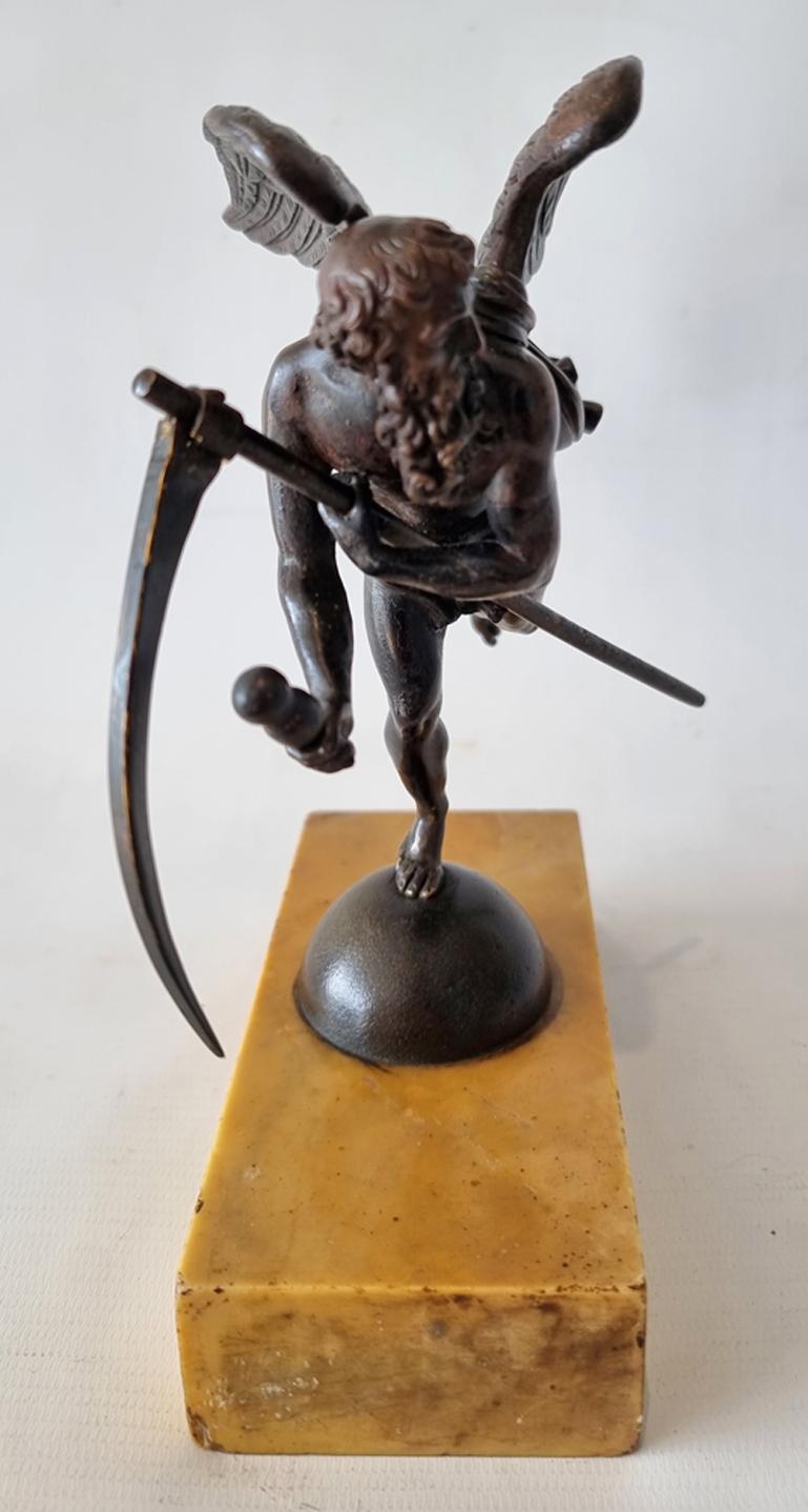 Mid-19th Century Grand Tour Patinated Bronze Figure of Chronos Set on a Sienna Marble Base