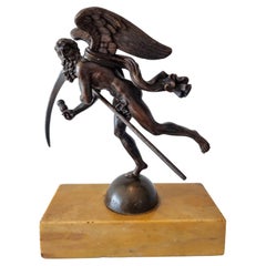 Grand Tour Patinated Bronze Figure of Chronos Set on a Sienna Marble Base
