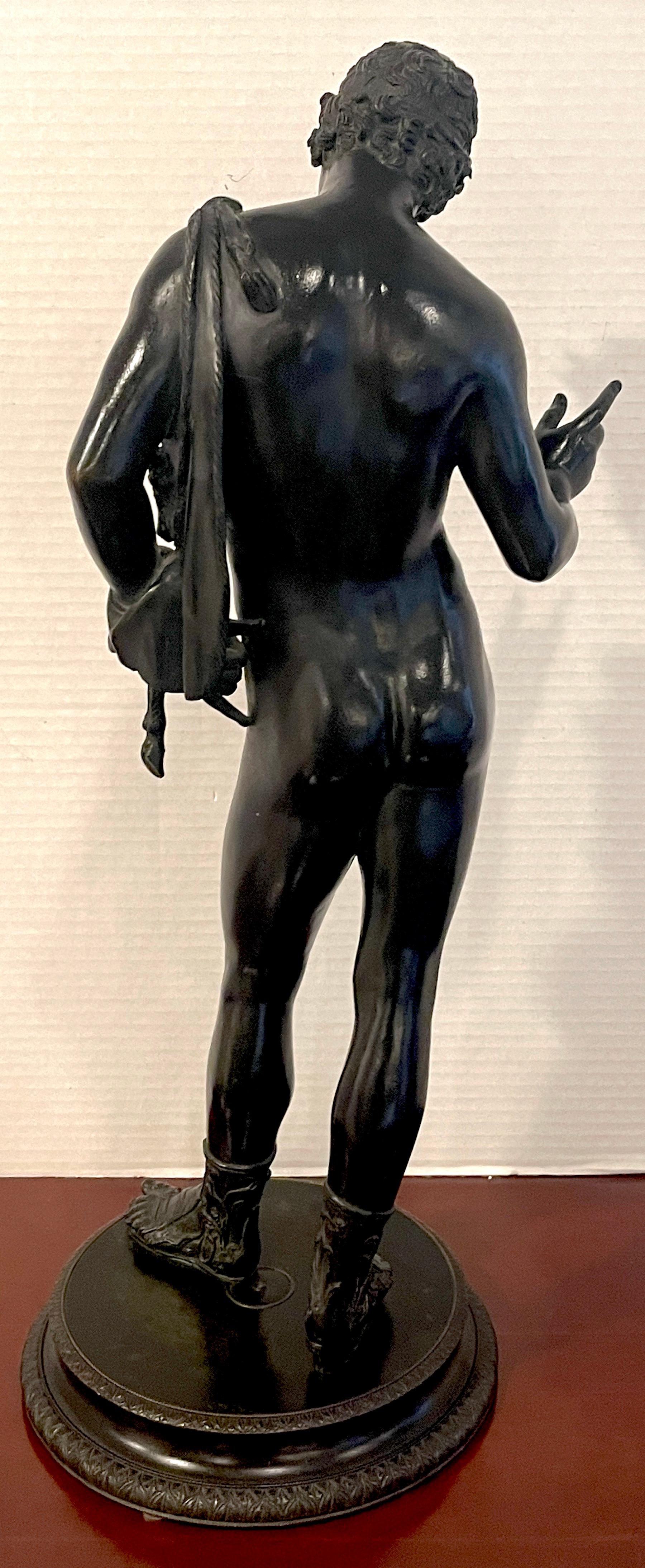 Grand Tour Patinated Bronze Figure of Narcissus, Signed, M. Amodio Napoli 7