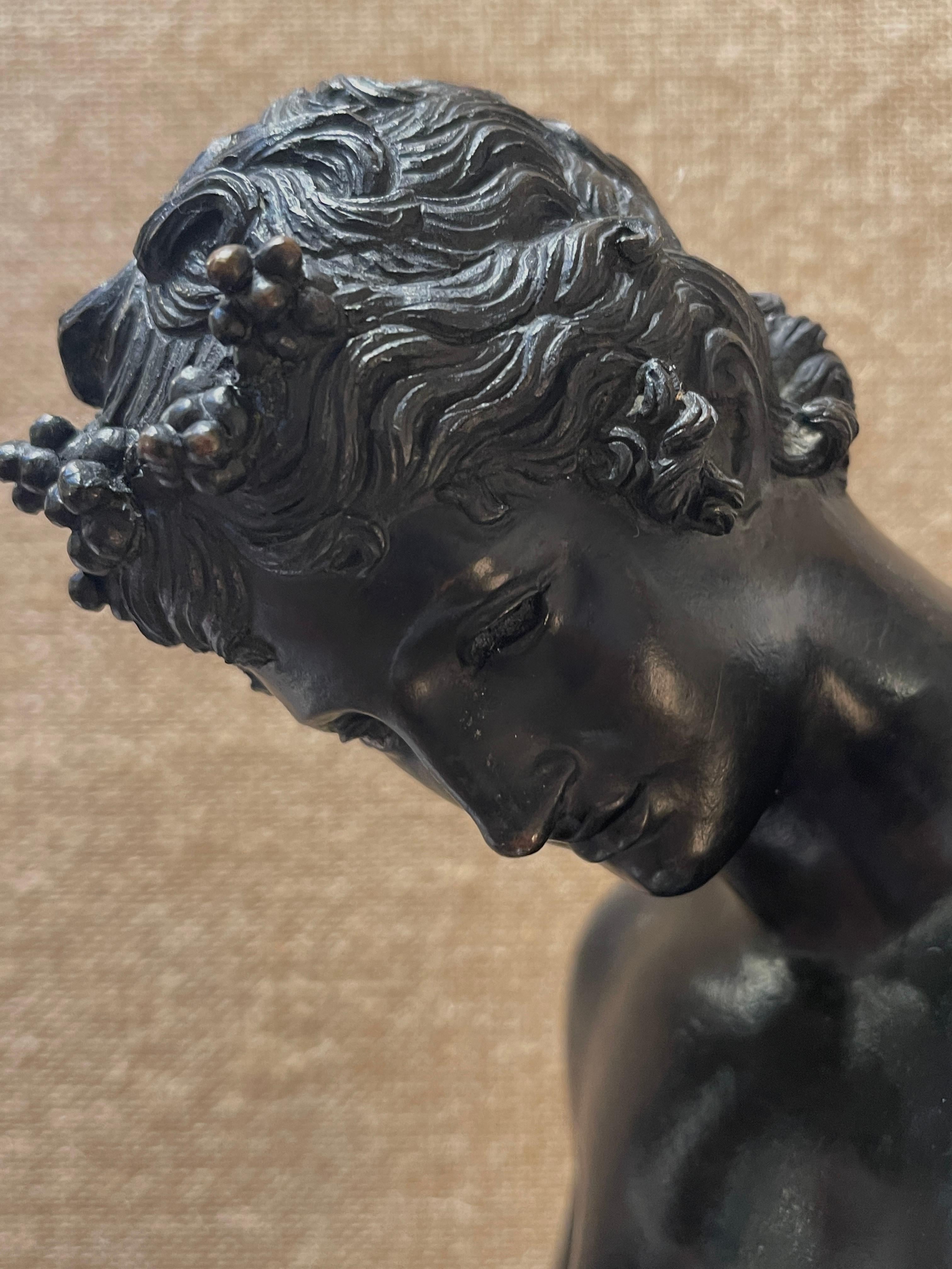 Grand Tour Patinated Bronze Figure of Narcissus, Signed, M. Amodio Napoli In Good Condition In West Palm Beach, FL