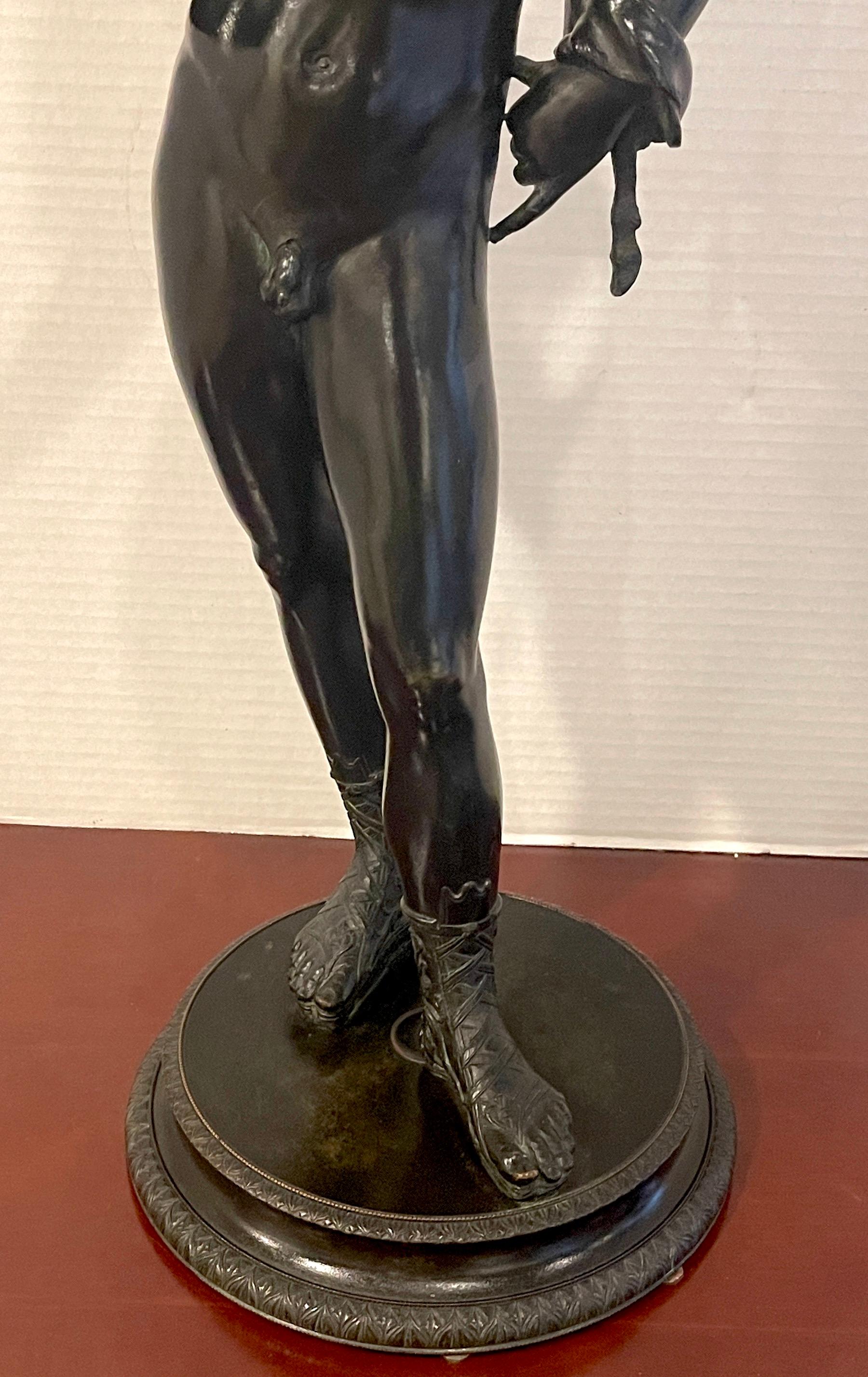 Grand Tour Patinated Bronze Figure of Narcissus, Signed, M. Amodio Napoli 2