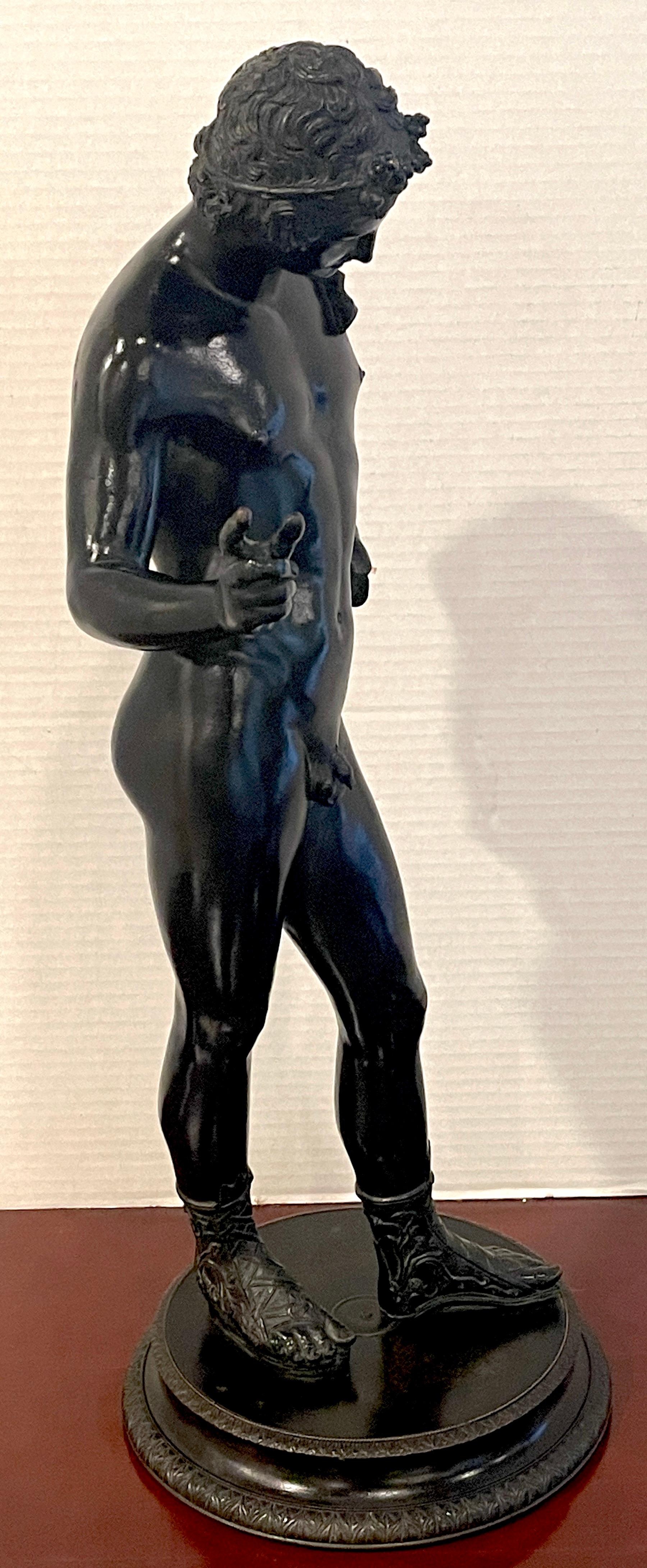 Grand Tour Patinated Bronze Figure of Narcissus, Signed, M. Amodio Napoli 3