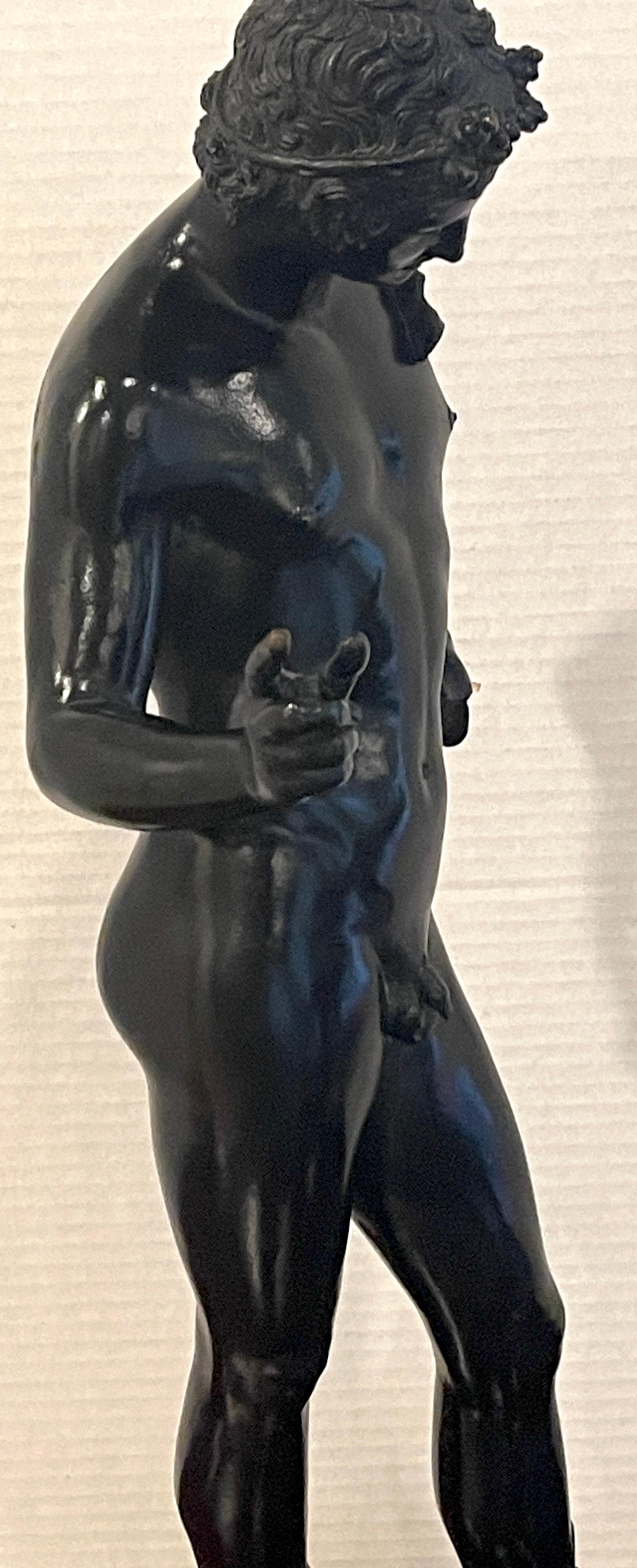 Grand Tour Patinated Bronze Figure of Narcissus, Signed, M. Amodio Napoli For Sale 4