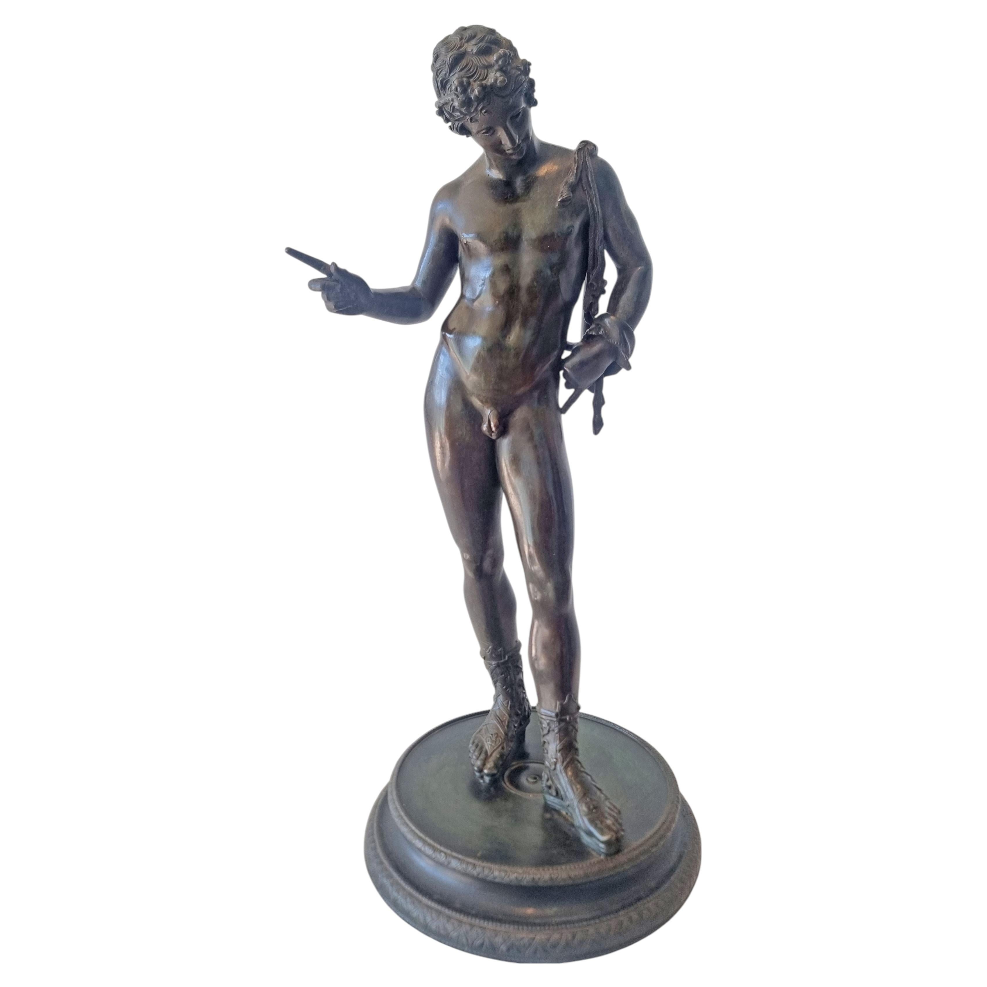 Grand Tour Patinated bronze of Narcissus For Sale