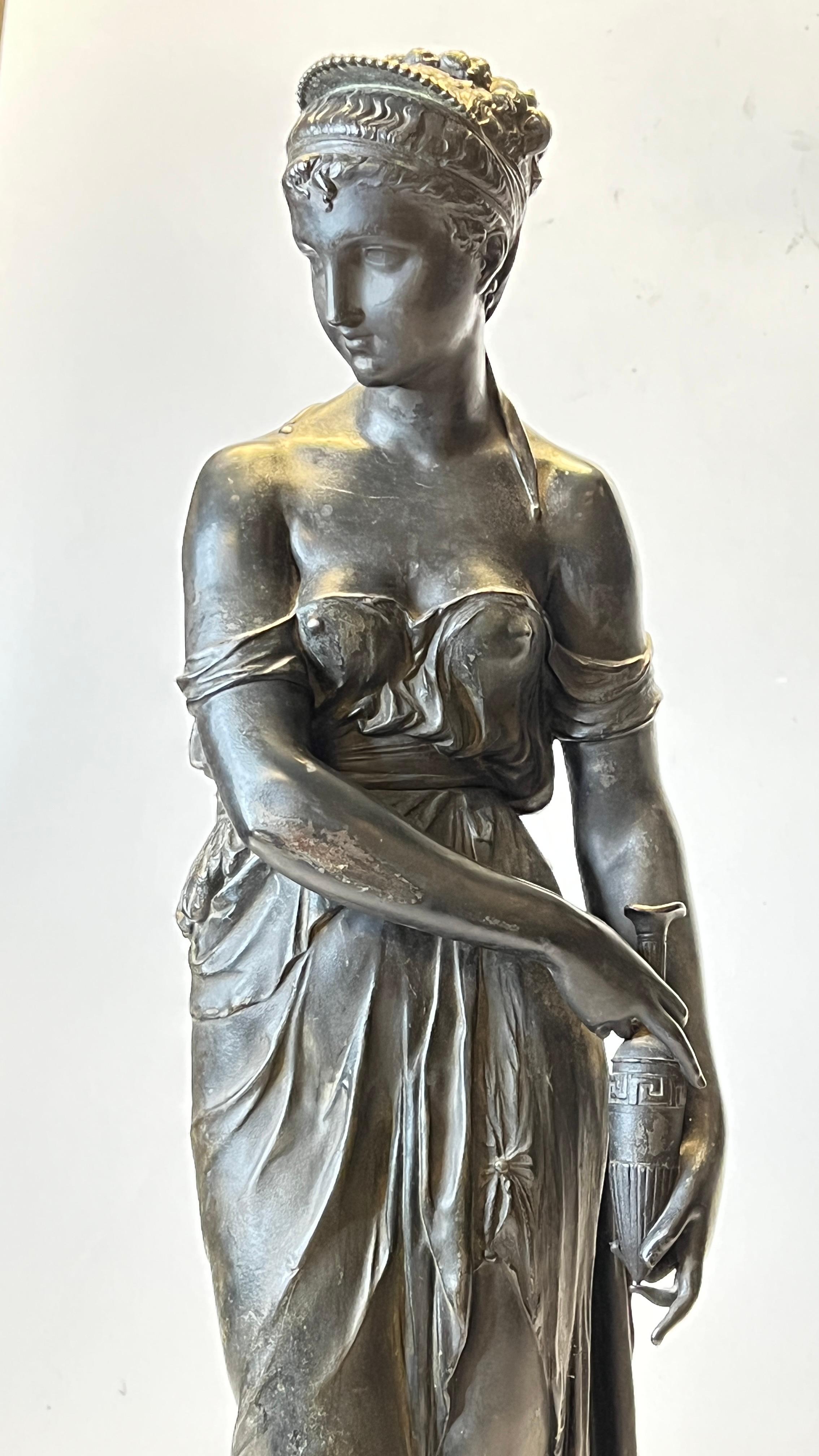 French Grand Tour Patinated Metal Roman Female Figure