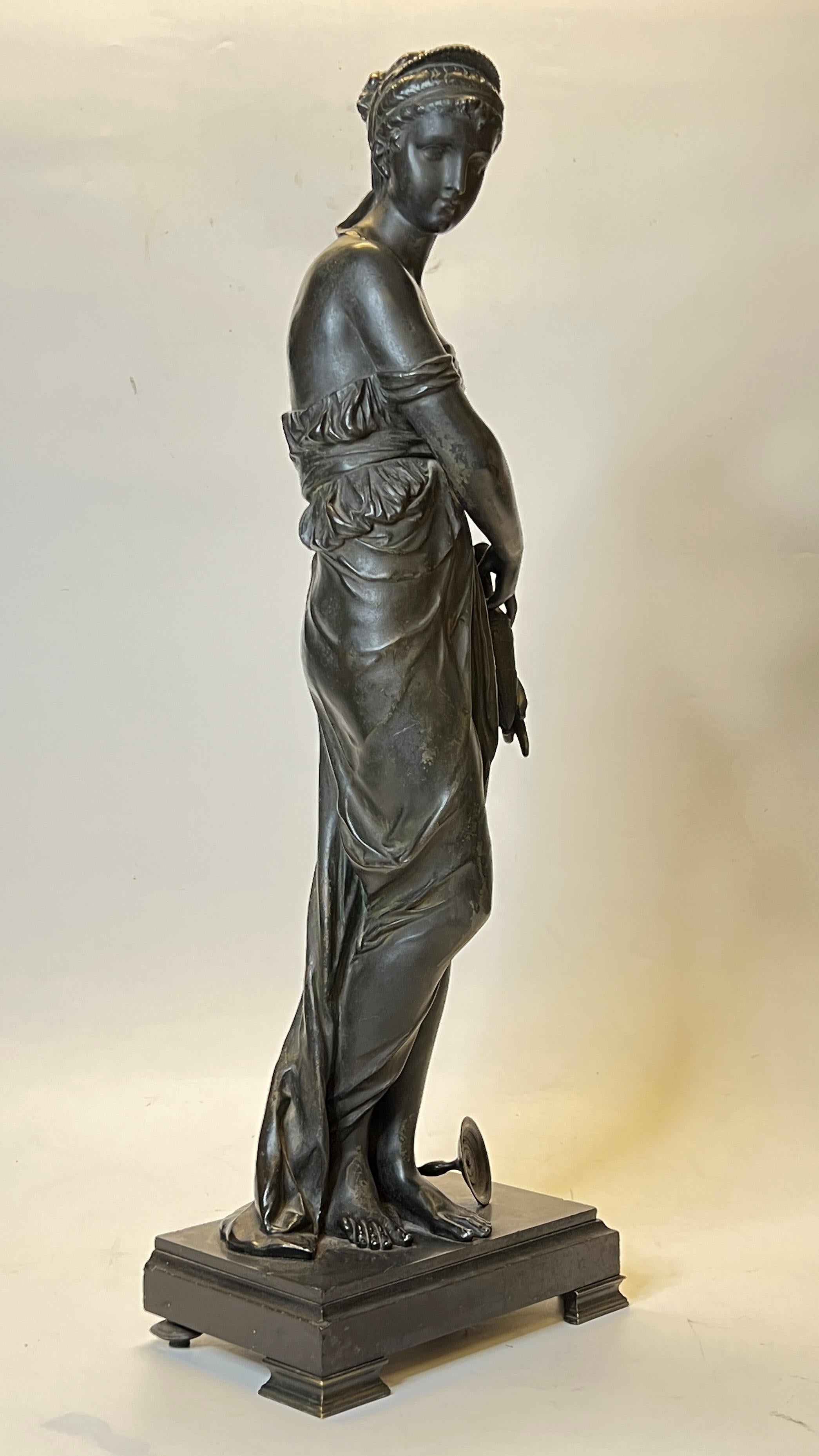 Grand Tour Patinated Metal Roman Female Figure In Good Condition In New York, NY