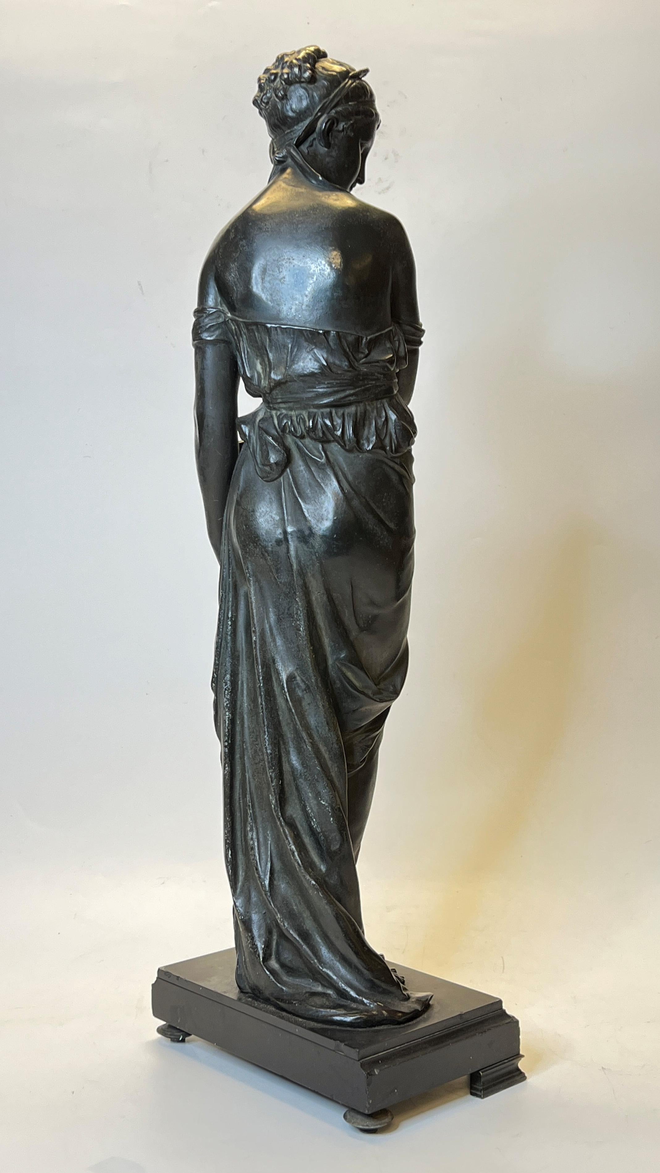 19th Century Grand Tour Patinated Metal Roman Female Figure