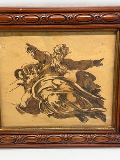 Grand Tour Disegno a penna e inchiostro con lavaggio del patriarca barbuto, dopo il Barocco italiano