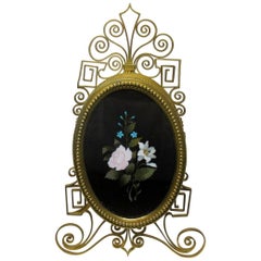 Antique Grand Tour Pietra Dura Italian Ormolu Picture Photo Frame Still Life Flowers