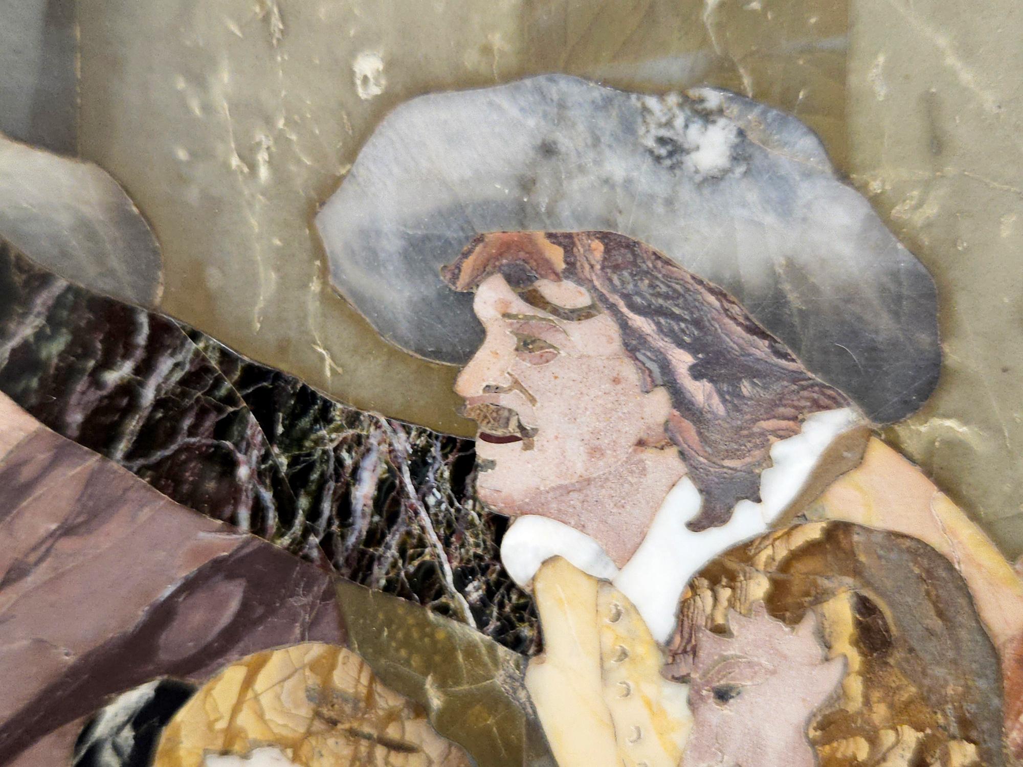Stone Grand Tour Pietra Dura Plaque of Cavaliers Drinking in a Cellar, Florence c.1885 For Sale