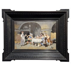 Grand Tour Pietra Dura Plaque of Cavaliers Drinking in a Cellar, Florence c.1885